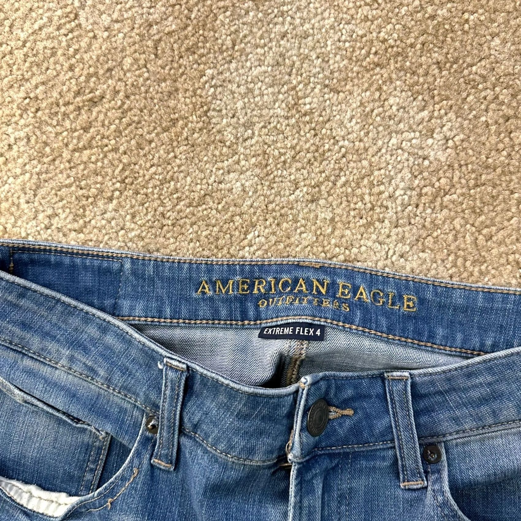 American Eagle Outfitters American Eagle Outfitters Slim Jeans Men's 32x34 Blue Denim Distressed Modern 5-Pocket Belt Loops Cotton Blend Slim Straight Classic Casual Jeans Size US 32 / EU 48 - 3 Thumbnail