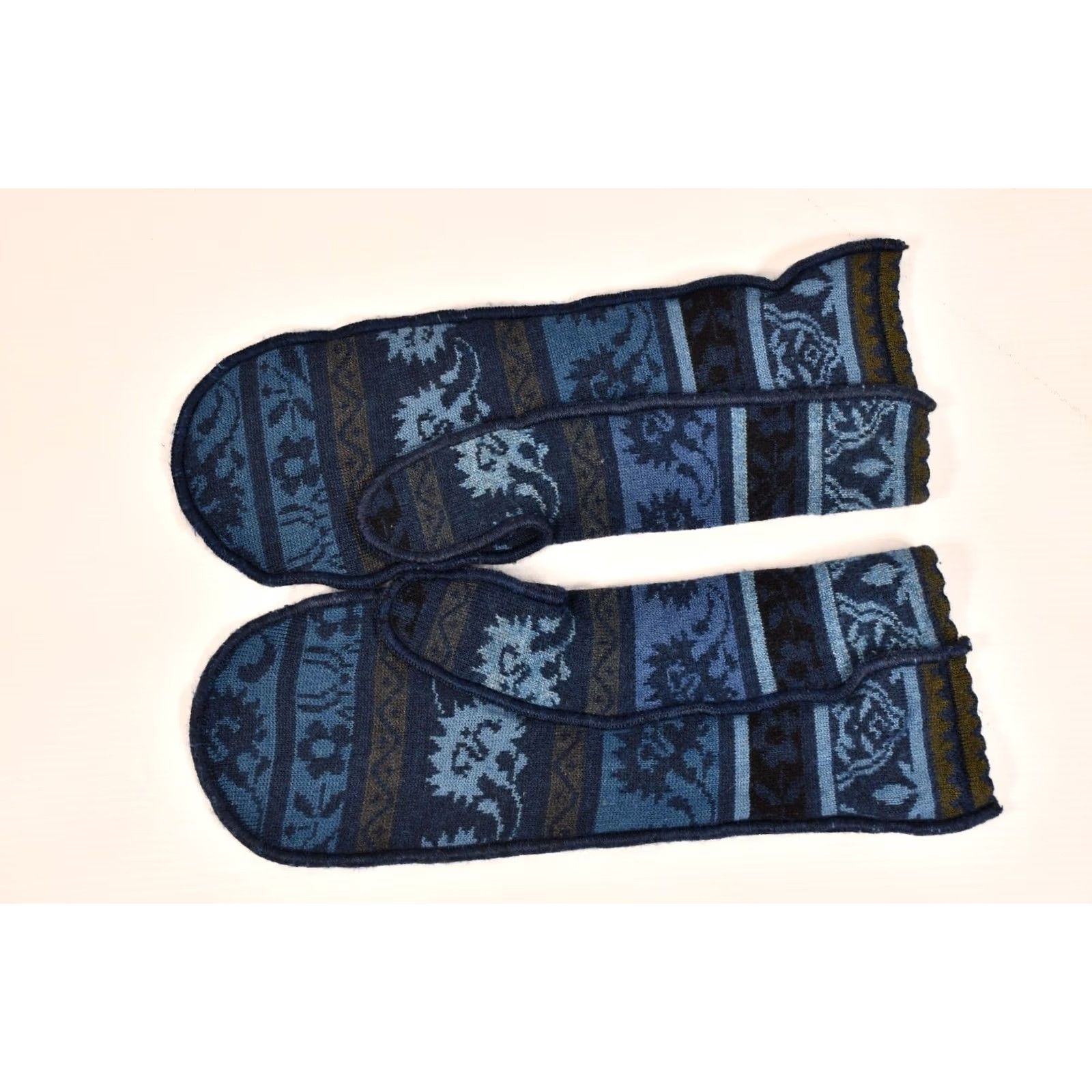 Vintage Oleana Wool & Silk Floral Mitten Gloves Blue One Size Womens Winter Size ONE SIZE - 7 Thumbnail