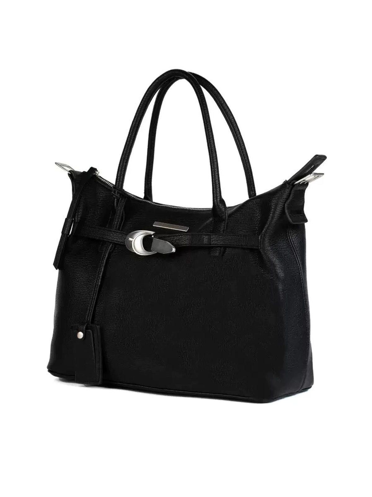Leather Black Classic Leather Tote Bag, Structured Handbag Size ONE SIZE - 7 Thumbnail