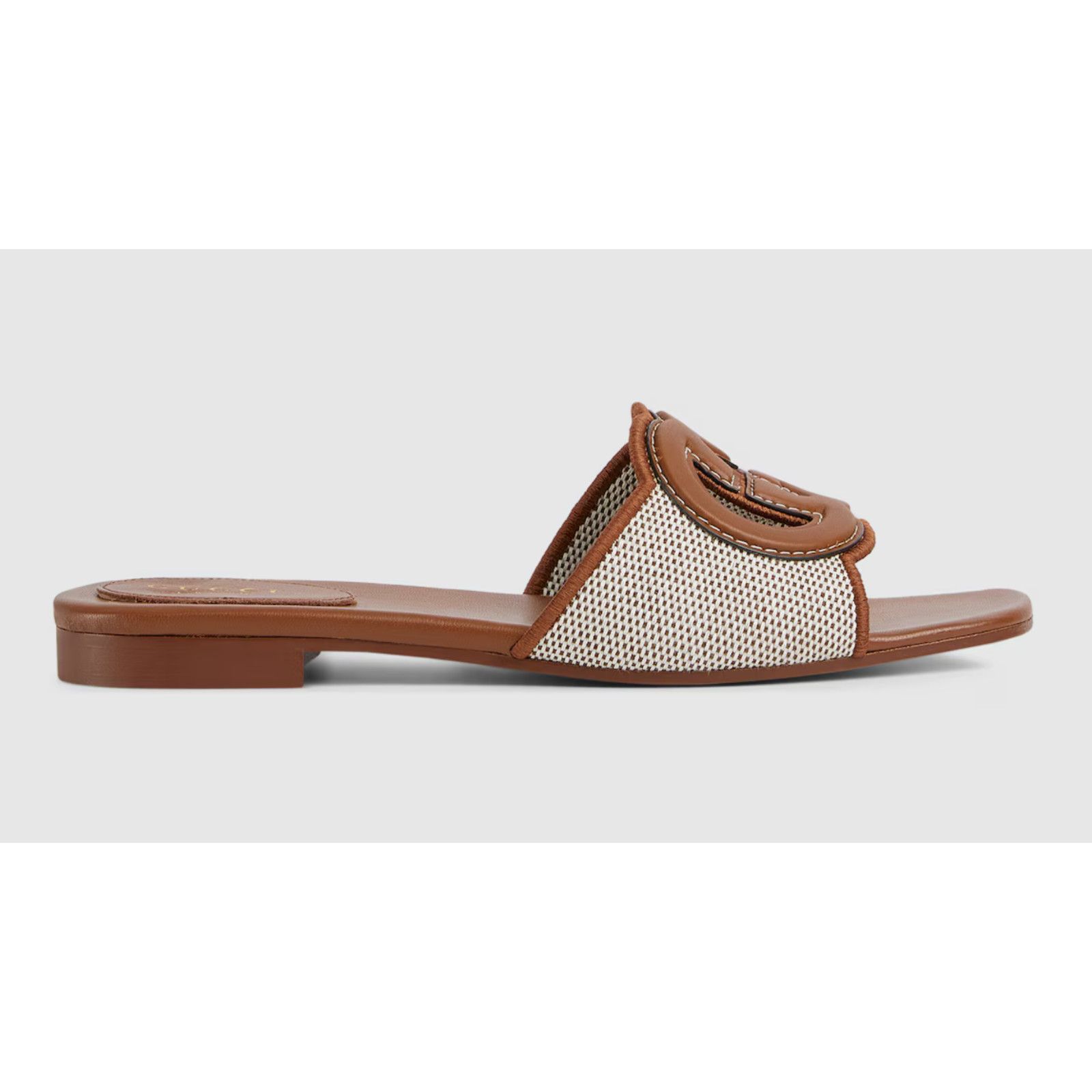 Gucci Gucci GG Interlocking Brown Leather Canvas Mule Sandal 42 Size US 12 / IT 42 - 3 Thumbnail