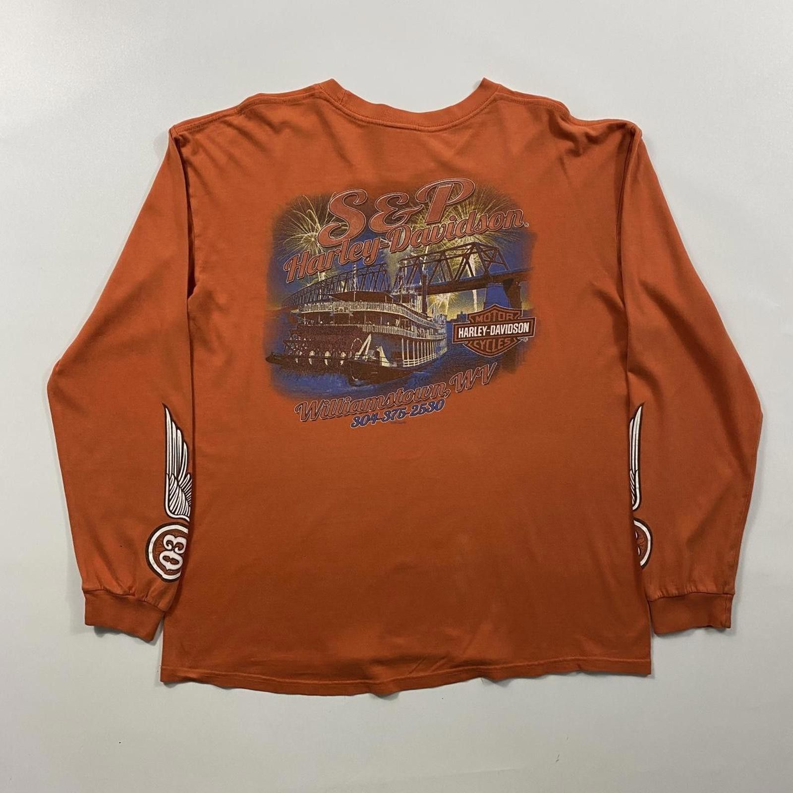 Harley Davidson Harley Davidson Orange Long Sleeve Shirt Size US XL / EU 56 / 4 - 2 Thumbnail