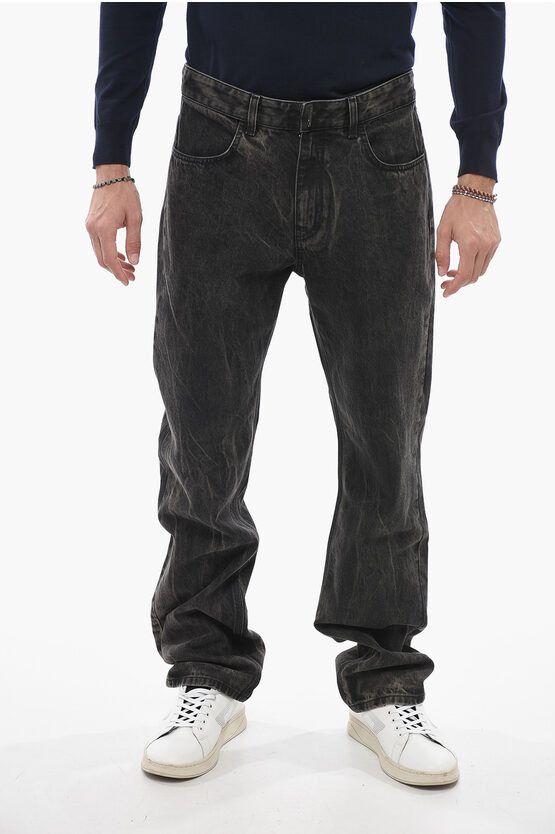 image of Givenchy Regular Fit Stone Washed Denims 22Cm in Black, Men's (Size 34)