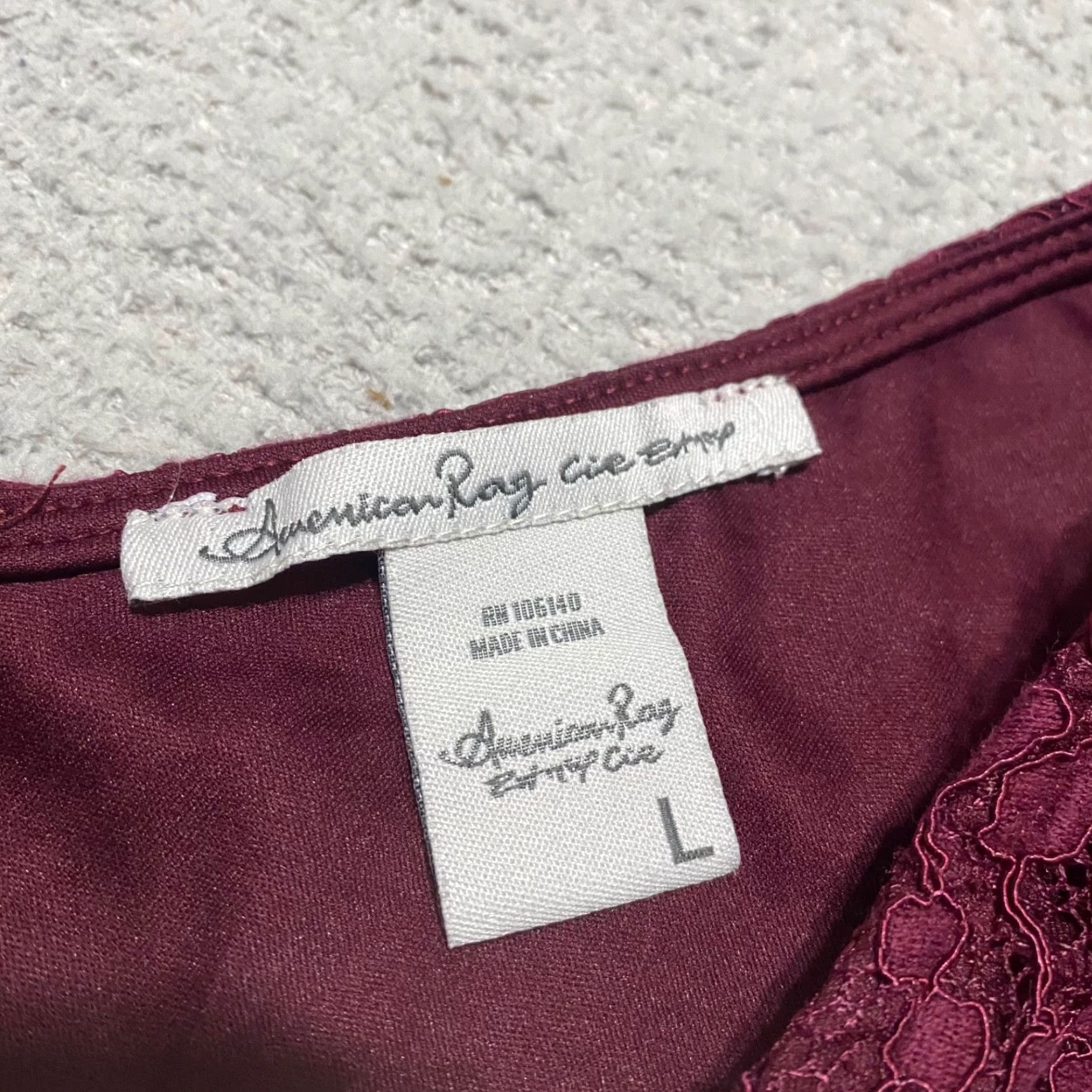 Vintage American Rag Cie Dress Womens Large Burgundy Lace Bell Sleeve Fit & Flare Short Dress L Size L / US 10 / IT 46 - 3 Thumbnail