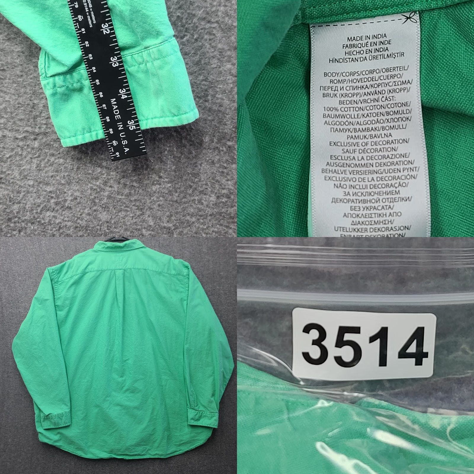 Polo Ralph Lauren Polo Ralph Lauren Shirt Big 3X Bk Green Oxford Button-Down Long Sleeve Cotton Mens Size US XXL / EU 58 / 5 - 8 Thumbnail