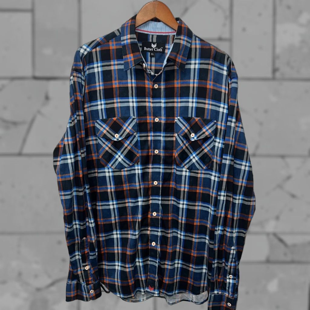 Vintage ButterCloth Blue Plaid Button-Up Shirt Mens XL Size Long Sleeve Size US XL / EU 56 / 4 - 1 Thumbnail
