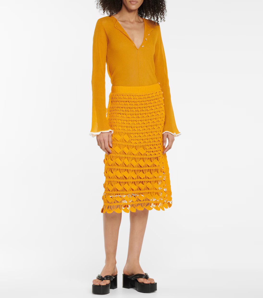Acne Studios o1y0725 Midi Skirt in Orange Size 26" / US 2 / IT 38 - 4 Thumbnail