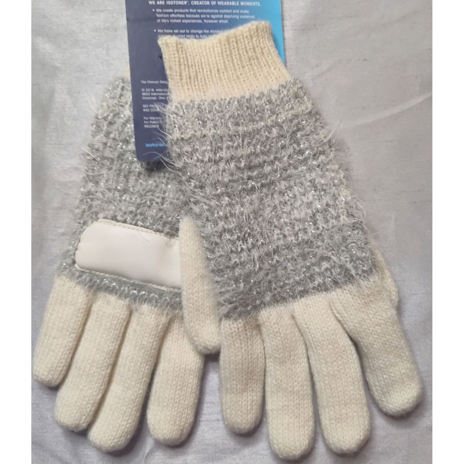 Vintage VINTAGE? no — ISOTONER Women One Size Ivory Acrylic Blend Lined Gloves NEW Size ONE SIZE - 2 Thumbnail