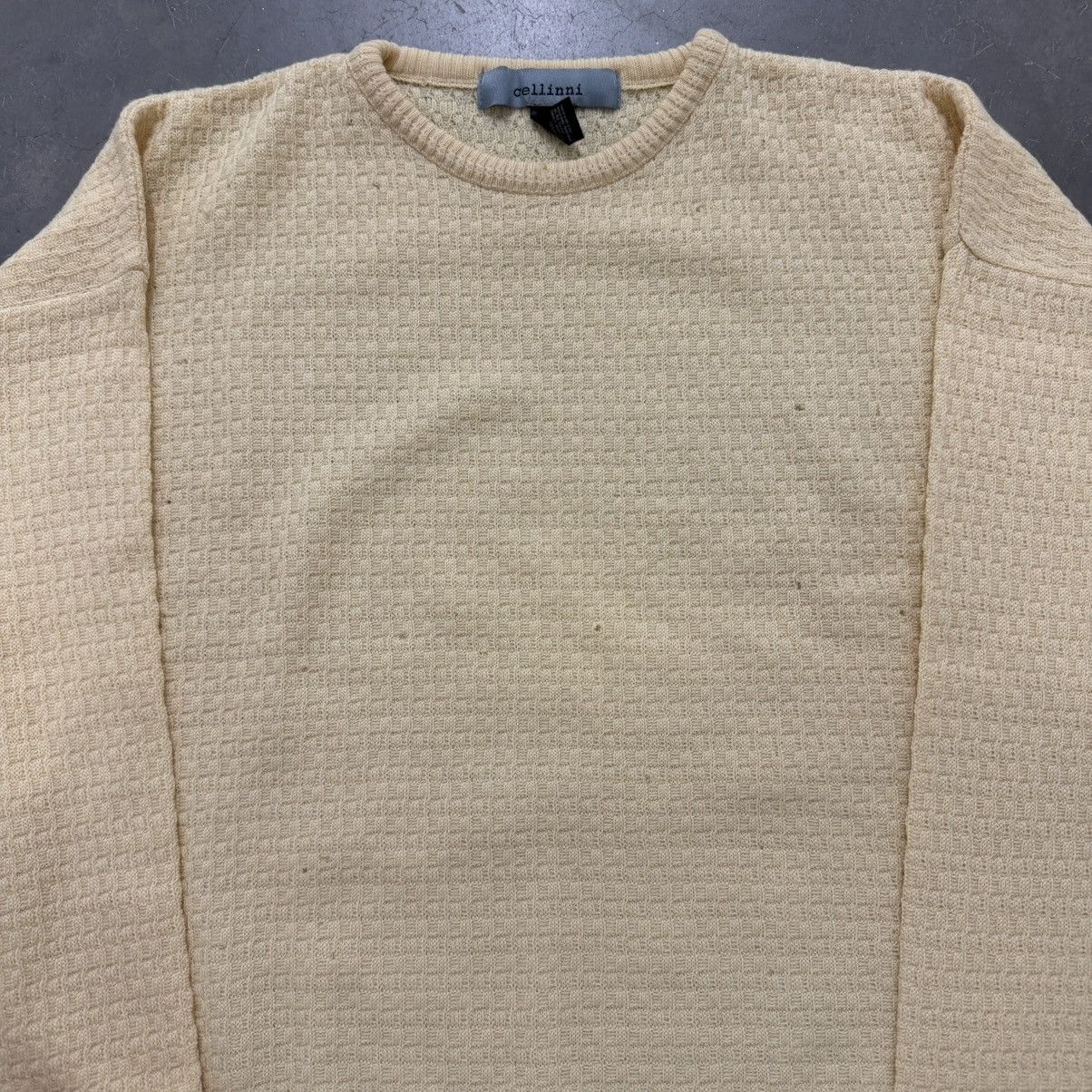 Other Cellini 100% Merino Wool Sweater Made in Italy Yellow Knit Size US L / EU 52-54 / 3 - 2 Thumbnail