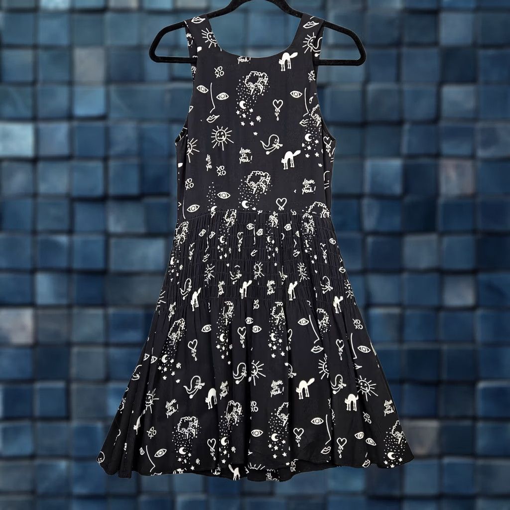 Sandro Sandro Paris Women’s Silk Halloween Ghost Cat Doodle Print 3D Dress Sz 1 Size XS / US 0-2 / IT 36-38 - 1 Thumbnail