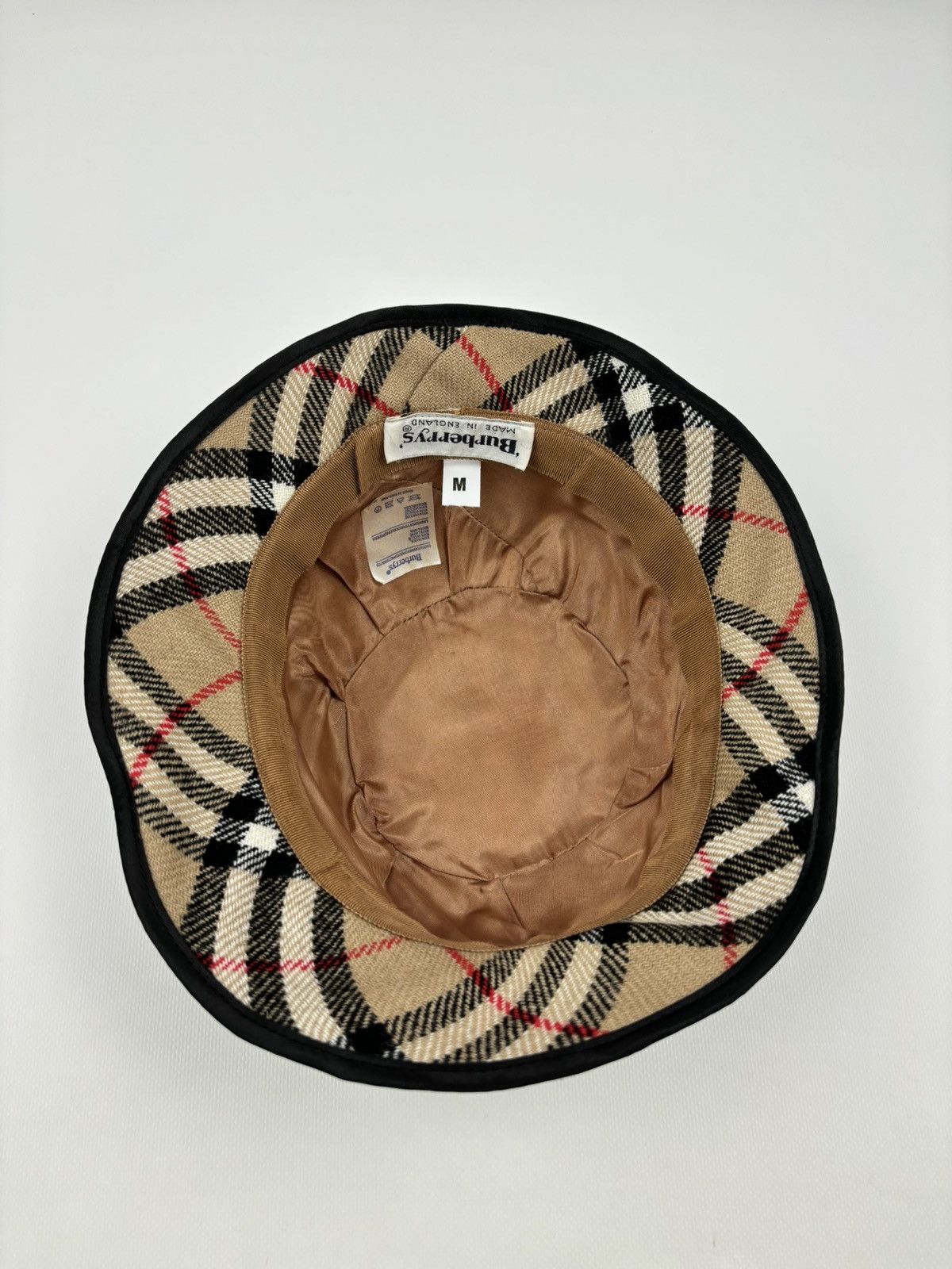Burberry × Burberry Prorsum RARE VTG 90's BURBERRY'S Wool Nova Check Beige Bucket Hat England Cap Panama M Size ONE SIZE - 13 Thumbnail