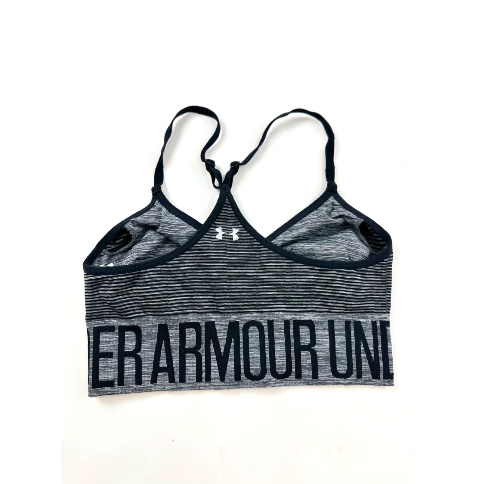 Under Armour Under Armour Sports Bra Womens Black Striped Wireless Medium Support Athleisure One Size Size ONE SIZE - 3 Thumbnail