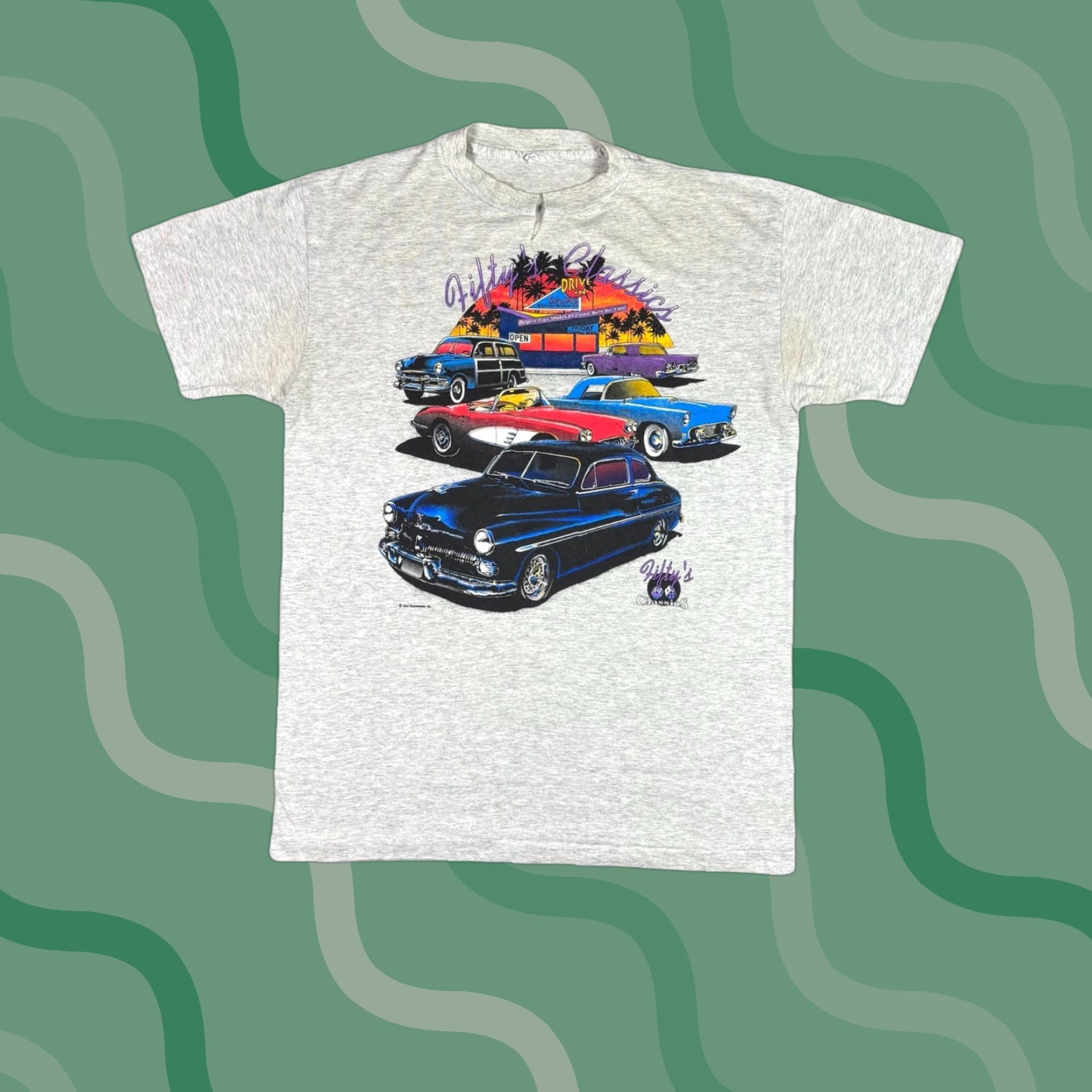 Vintage VINTAGE Classic Cars Art T Shirt XL Gray Short Sleeve Mens 60s 90s Lightning McQueen Crew Neck Cotton Size US XL / EU 56 / 4 - 1 Thumbnail