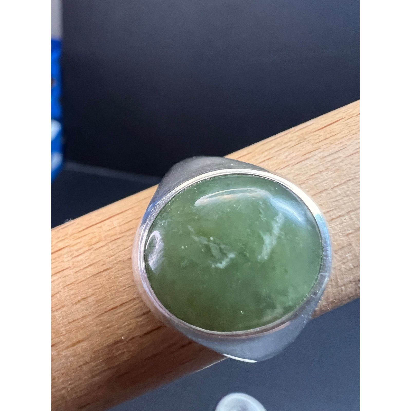 Other Vintage nephrite Jade sterling silver ring size 11 Size ONE SIZE - 4 Thumbnail
