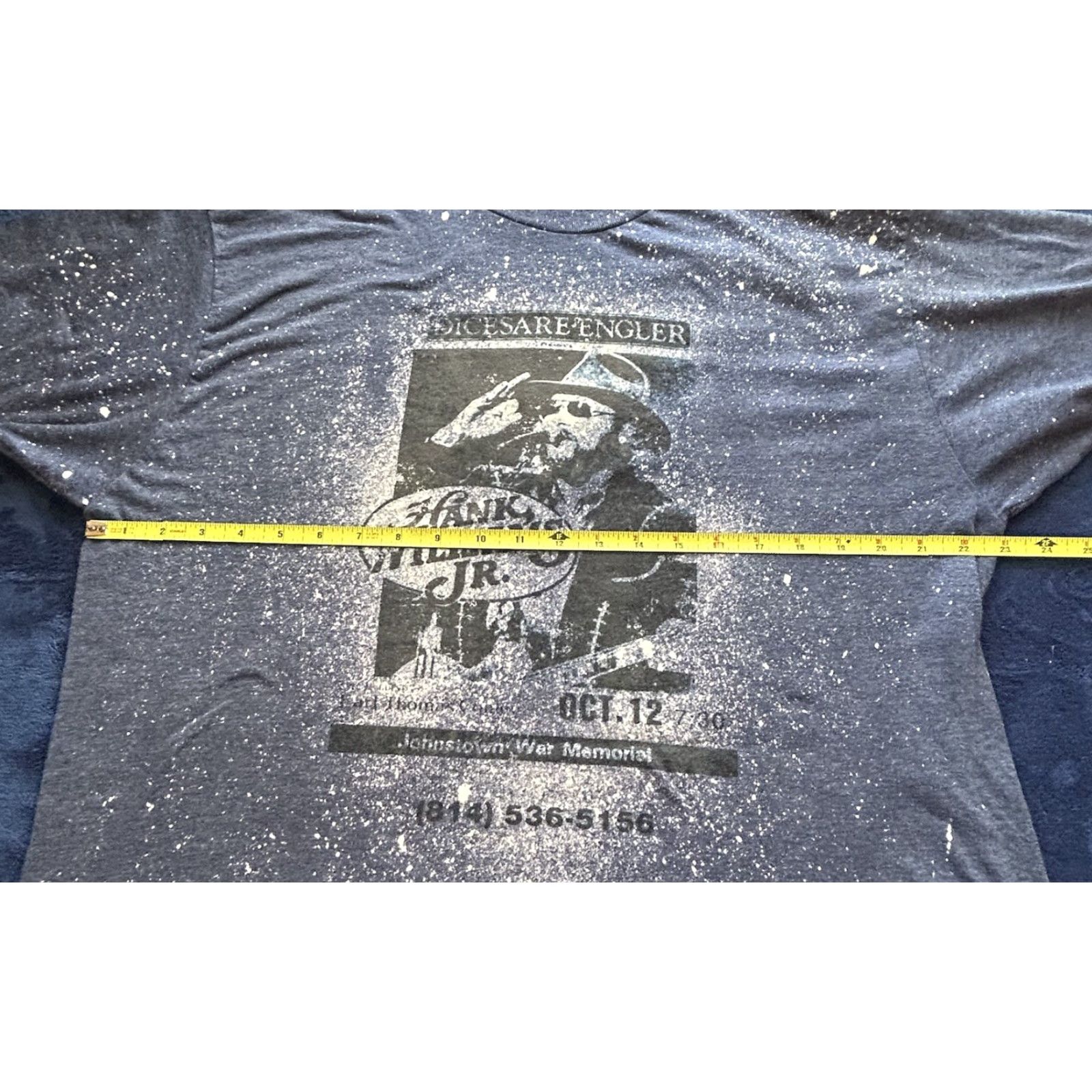 Vintage Hank Williams Jr Promo Concert Shirt Men XL Blue Bleach Tie Dye Short Sleeve Graphic Print Size US XL / EU 56 / 4 - 3 Thumbnail
