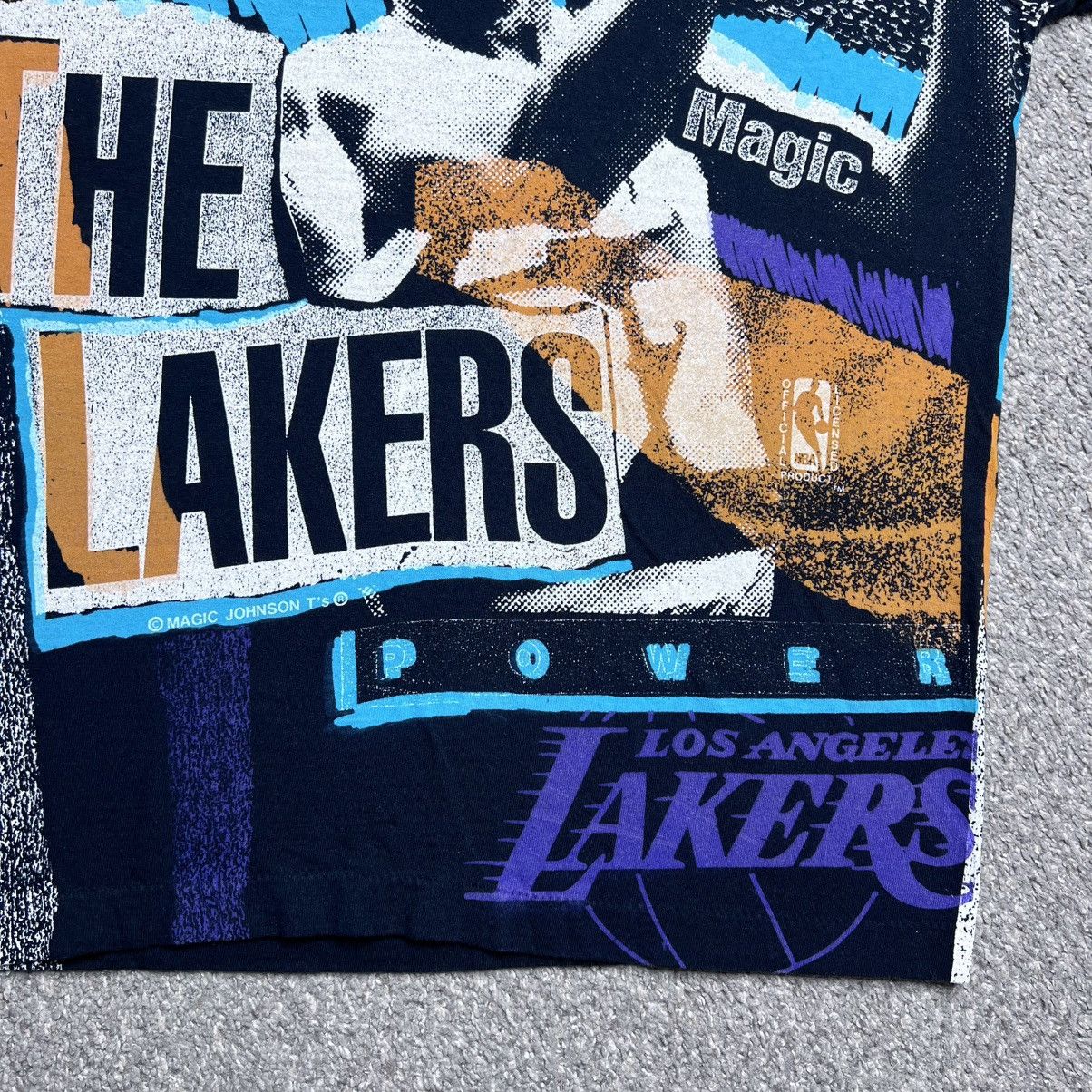 NBA 90s Magic Johnson Los Angeles Lakers All Over Print T-Shirt Size US L / EU 52-54 / 3 - 7 Thumbnail