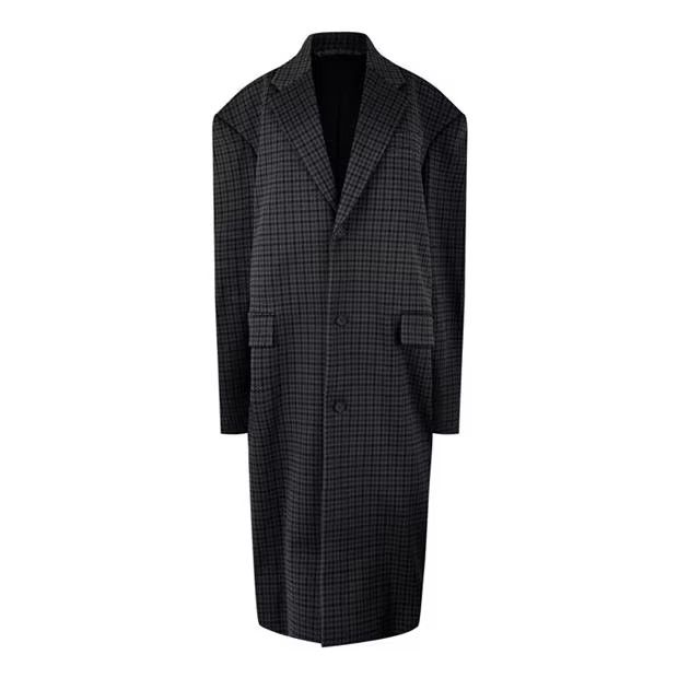 Balenciaga o1g2r1mq0924 Oversized Houndstooth Coats in Grey Size S / US 4 / IT 40 - 1 Thumbnail