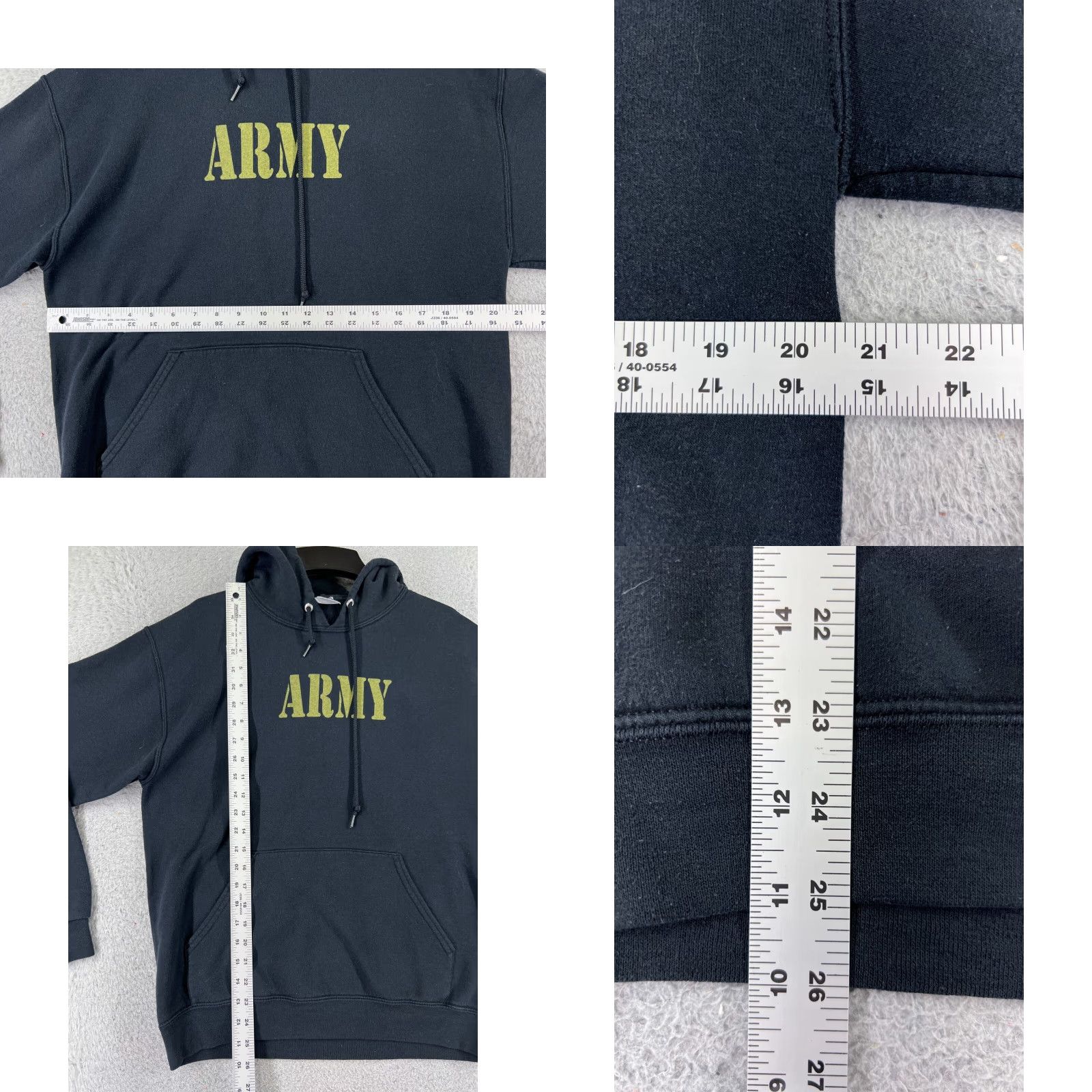 Jerzees US Army Hoodie Mens Regular M Black Cotton Blend Jersey Pocket Logo Crew Neck Pullover Size US M / EU 48-50 / 2 - 8 Thumbnail