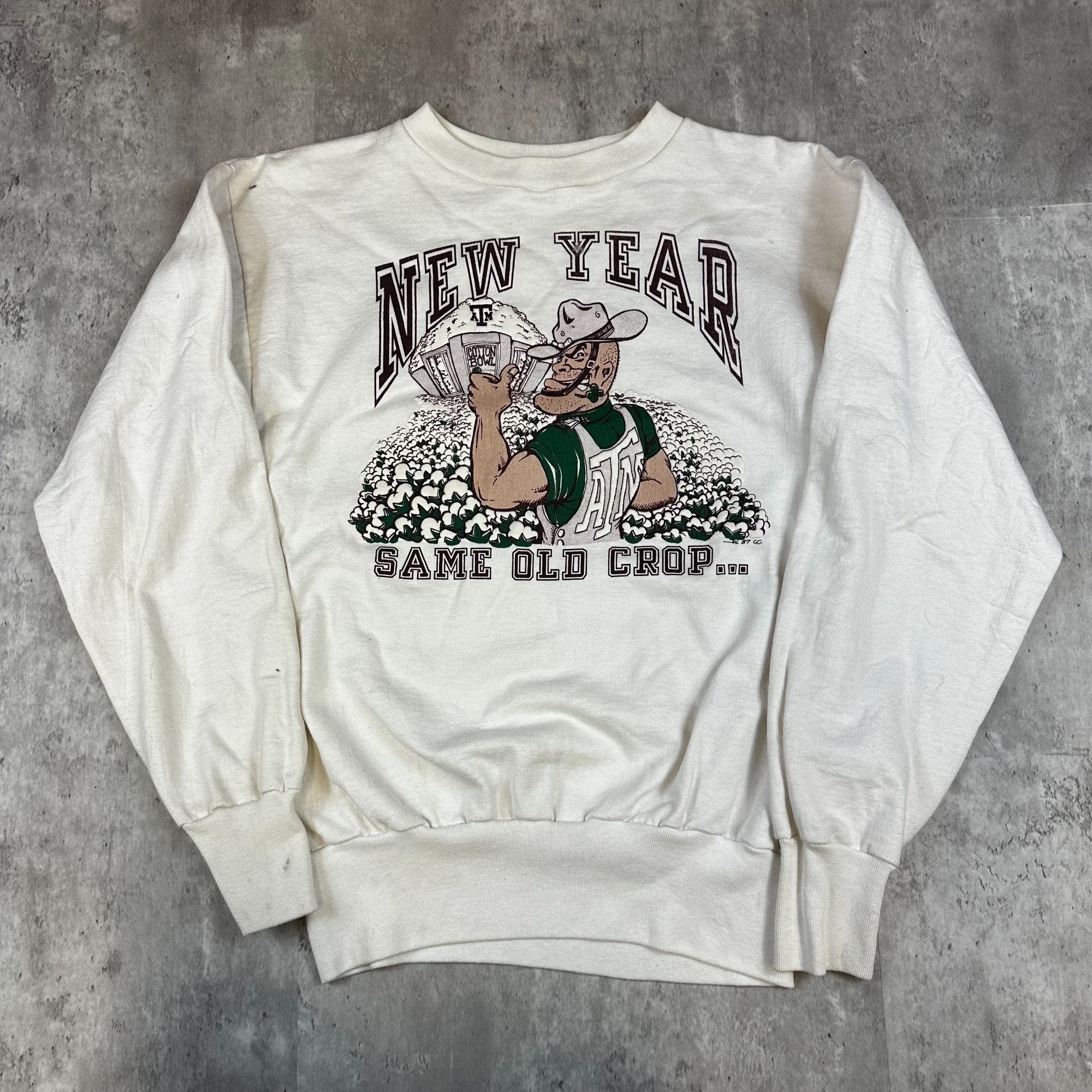 Vintage Vintage White Texas A&M "New Year Same Old Crop" Crewneck (M Size US M / EU 48-50 / 2 - 1 Thumbnail