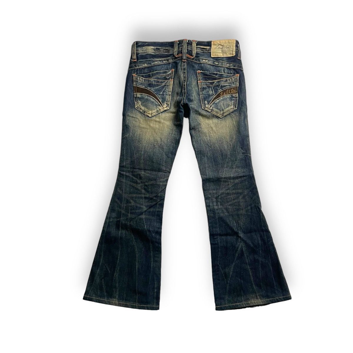 If Six Was Nine × Japanese Brand × Le Grande Bleu (L.G.B.) 🇯🇵 LOLITA RUSTY SUPER FLARE DENIM PANTS Size 30" / US 8 / IT 44 - 2 Thumbnail