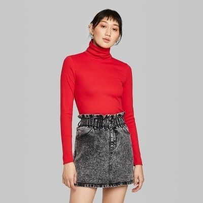 Other Red Long Sleeve Turtleneck Top For Women Stretchy & Soft Ble Size L / US 10 / IT 46 - 2 Thumbnail