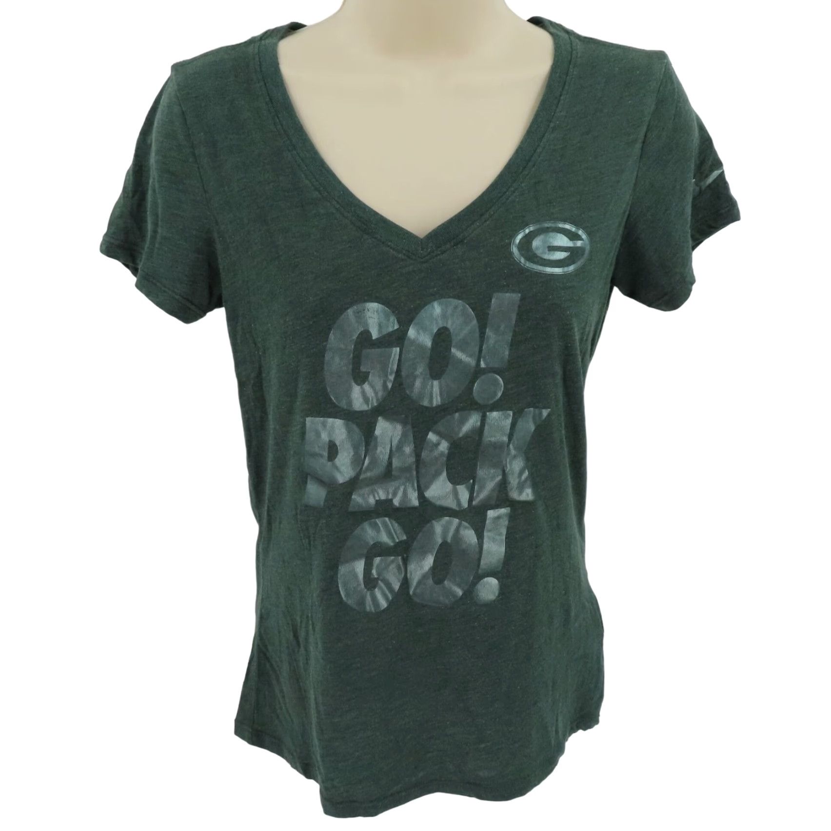 Nike Nike Womens T-Shirt Go Pack Go Green Bay Packers V Neck Shirt Top NFL Apparel Small Green Ladies Girl? Size S / US 4 / IT 40 - 2 Thumbnail