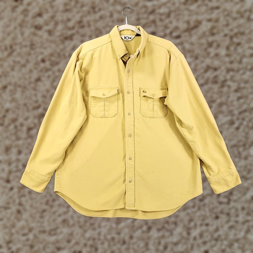 Vintage VINTAGE 10X Shacket Jacket Mens XL Yellow Button Up Workwear USA Made Size US XL / EU 56 / 4 - 1 Thumbnail