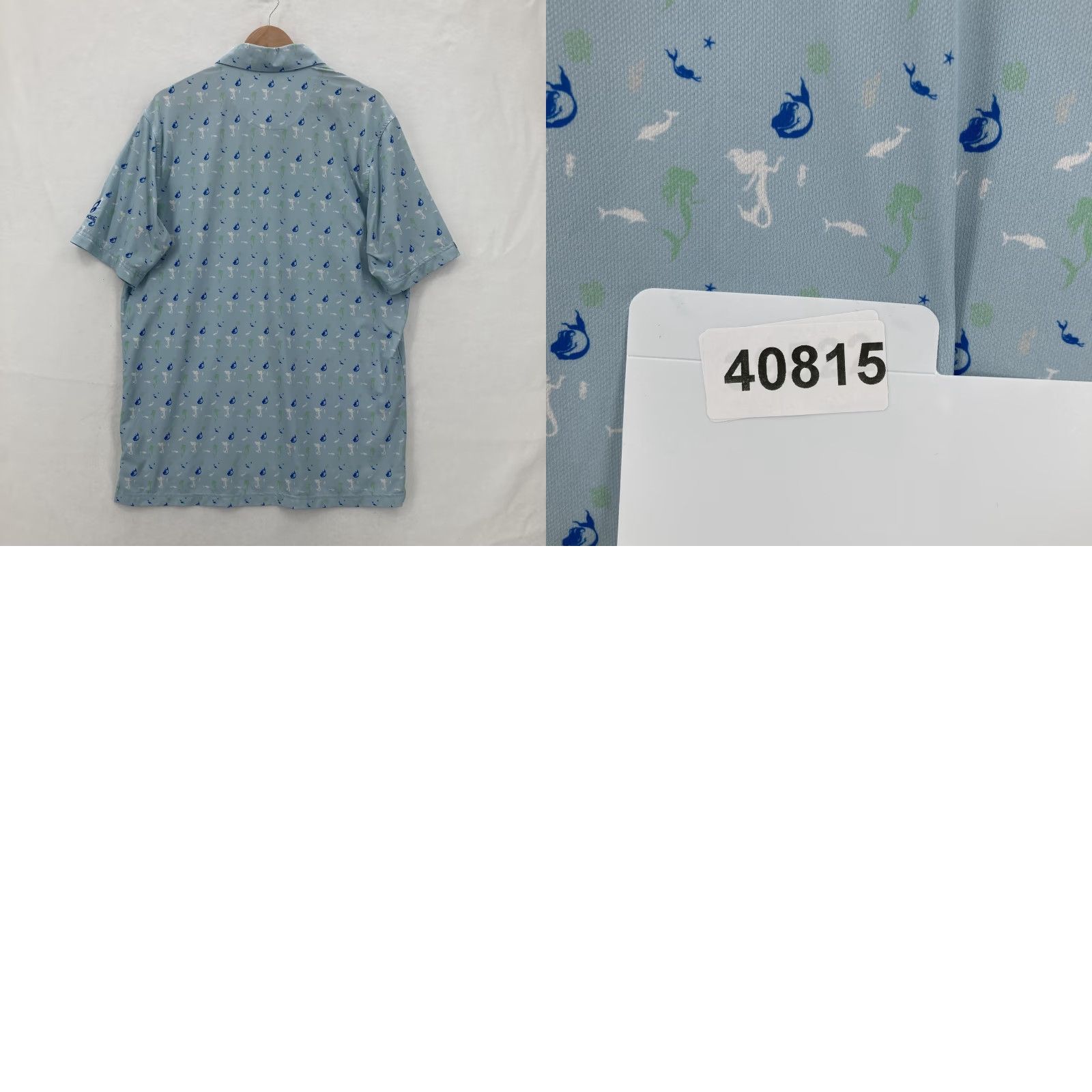 Vintage Straight Down Polo Shirt Mens L Blue Mermaid Print Golf Stretch Size US L / EU 52-54 / 3 - 9 Thumbnail