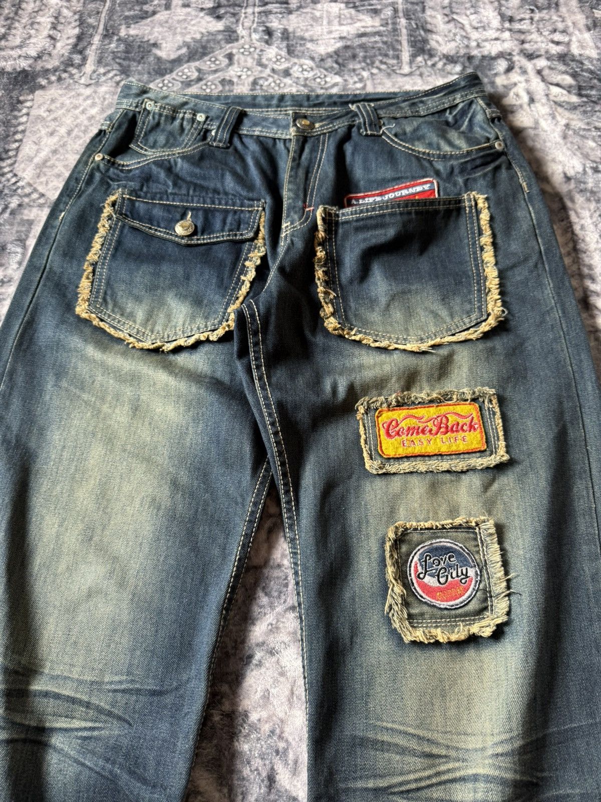 Japanese Brand Vomanie Japan Patch Work Frayed Details Baggy Fit Jeans Size US 32 / EU 48 - 13 Thumbnail