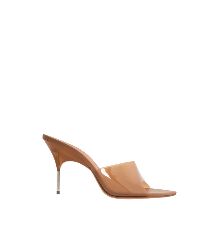 Amina Muaddi o1h1sh11225 Bianca Glass Slipper in Pvc Latte/Shiny Silver Size US 8.5 / IT 38.5 - 1 Thumbnail