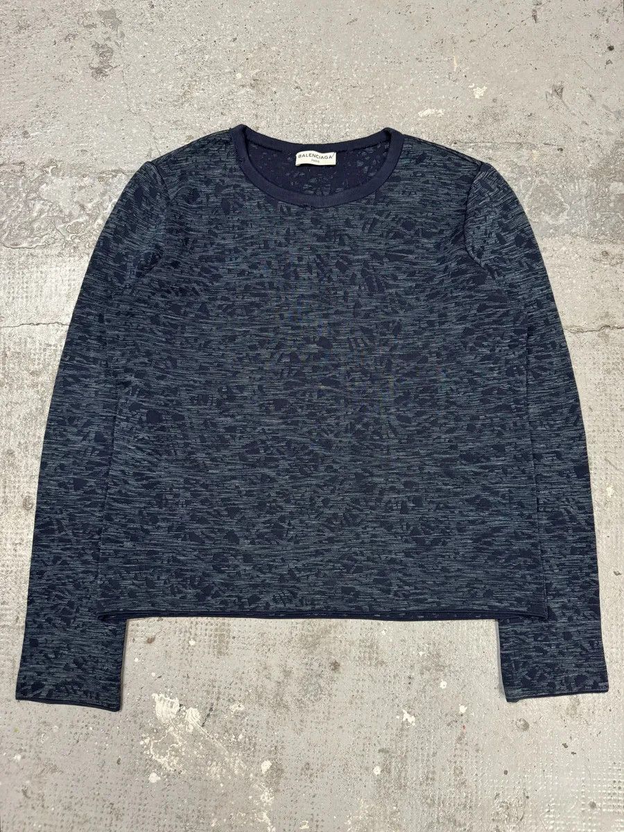 Balenciaga SS2013 Balenciaga Navy Textured Sweater by Nicolas Ghesquiere Size US XS / EU 42 / 0 - 1 Thumbnail