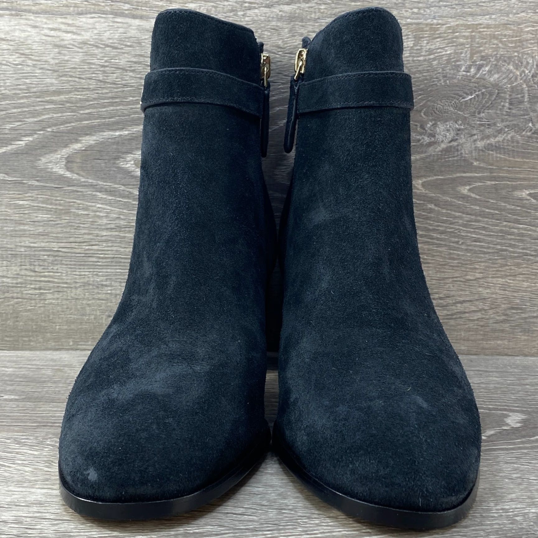 Vintage Kate Spade New York Black Suede Leather Heel Booties Side Zipper Buckle Womens 9 Shoes Size US 9 / IT 39 - 4 Thumbnail