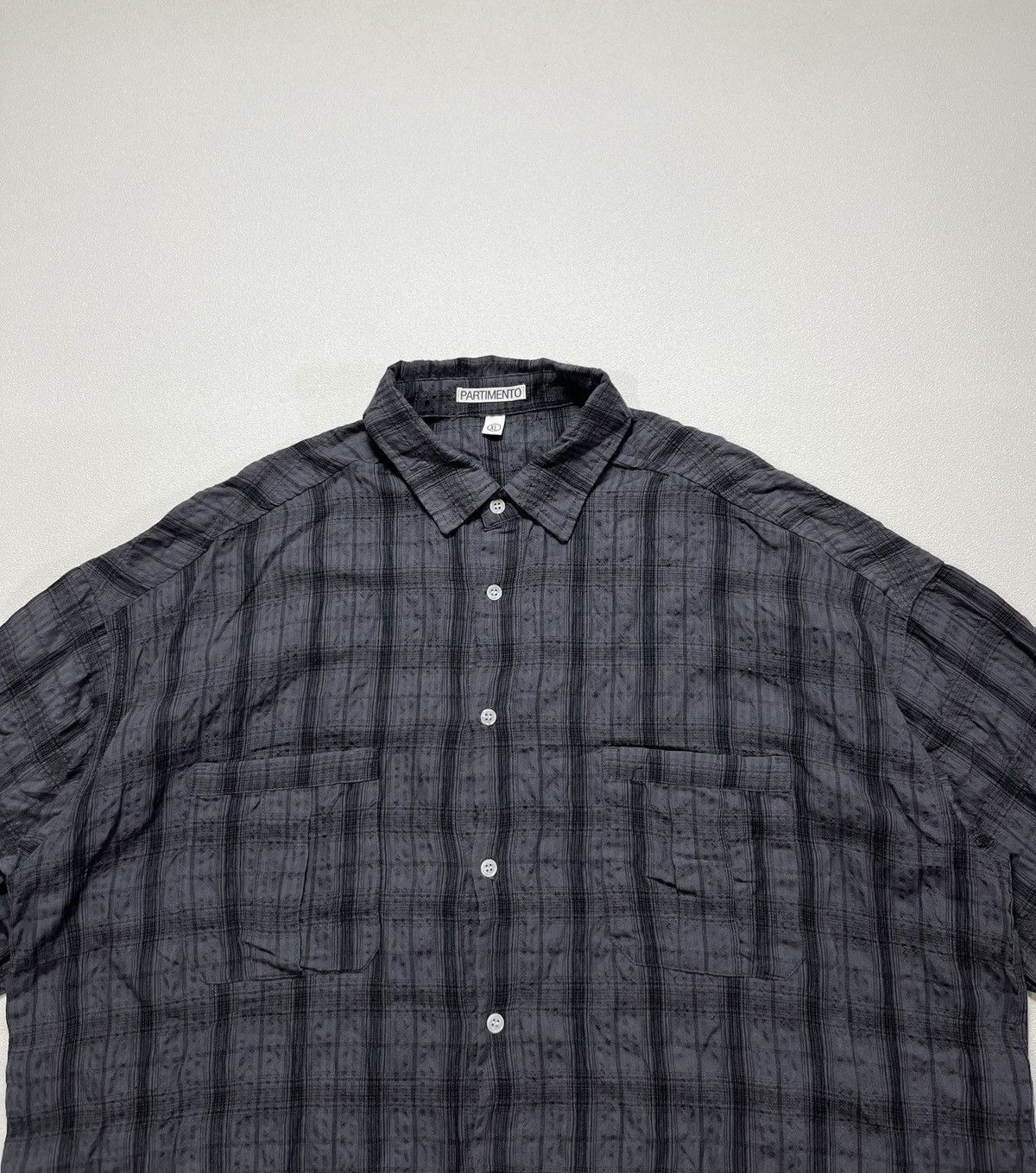 Beams Plus Partimento Wrinkle Check Boxy Roll-Up Half Shirt Dark Navy Size US XL / EU 56 / 4 - 5 Thumbnail