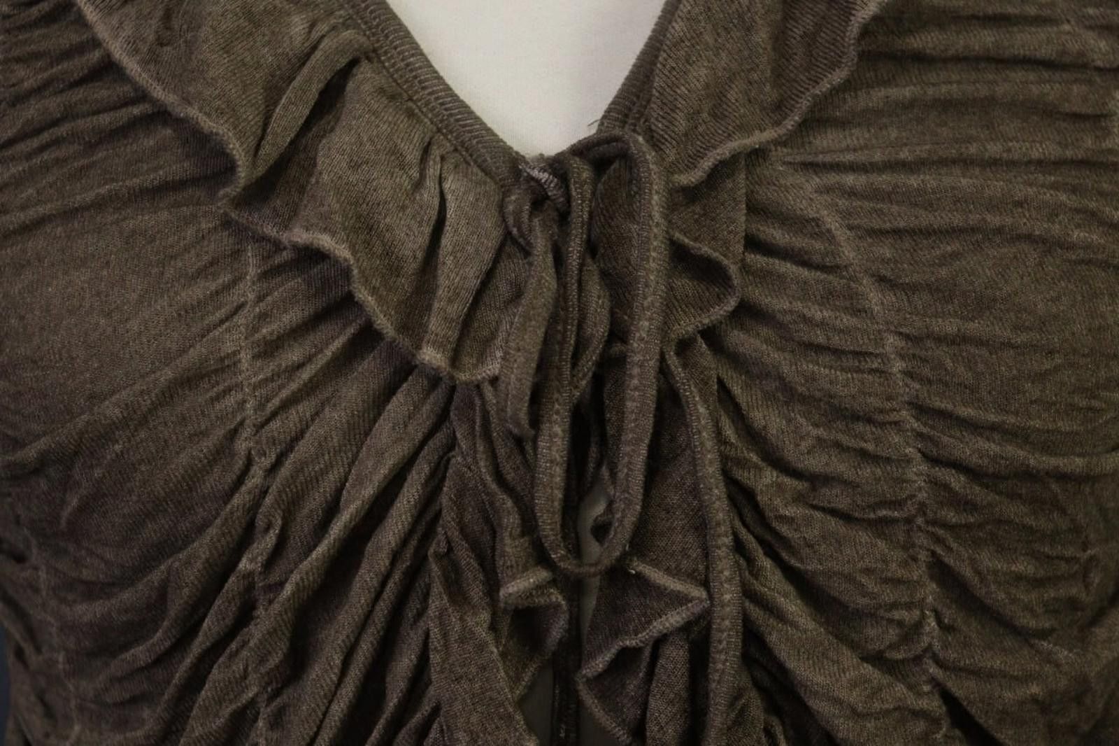 Designer Elisa Cavaletti Brown Designed Drawsting Cardigan Sweater Size M / US 6-8 / IT 42-44 - 3 Thumbnail