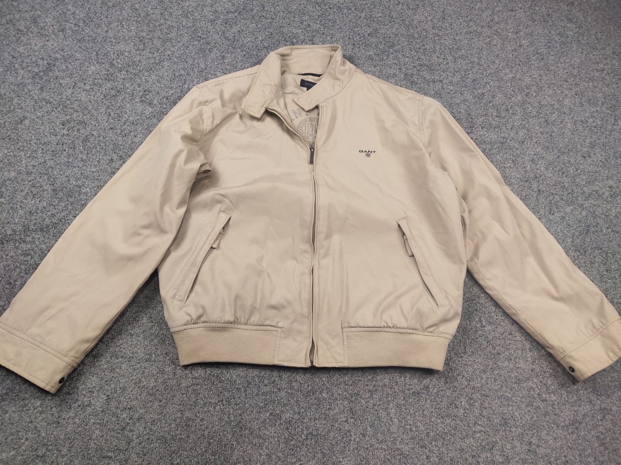Gant Gant Classic Logo Beige Zip Bomber Jacket Vintage Style Size US L / EU 52-54 / 3 - 3 Thumbnail