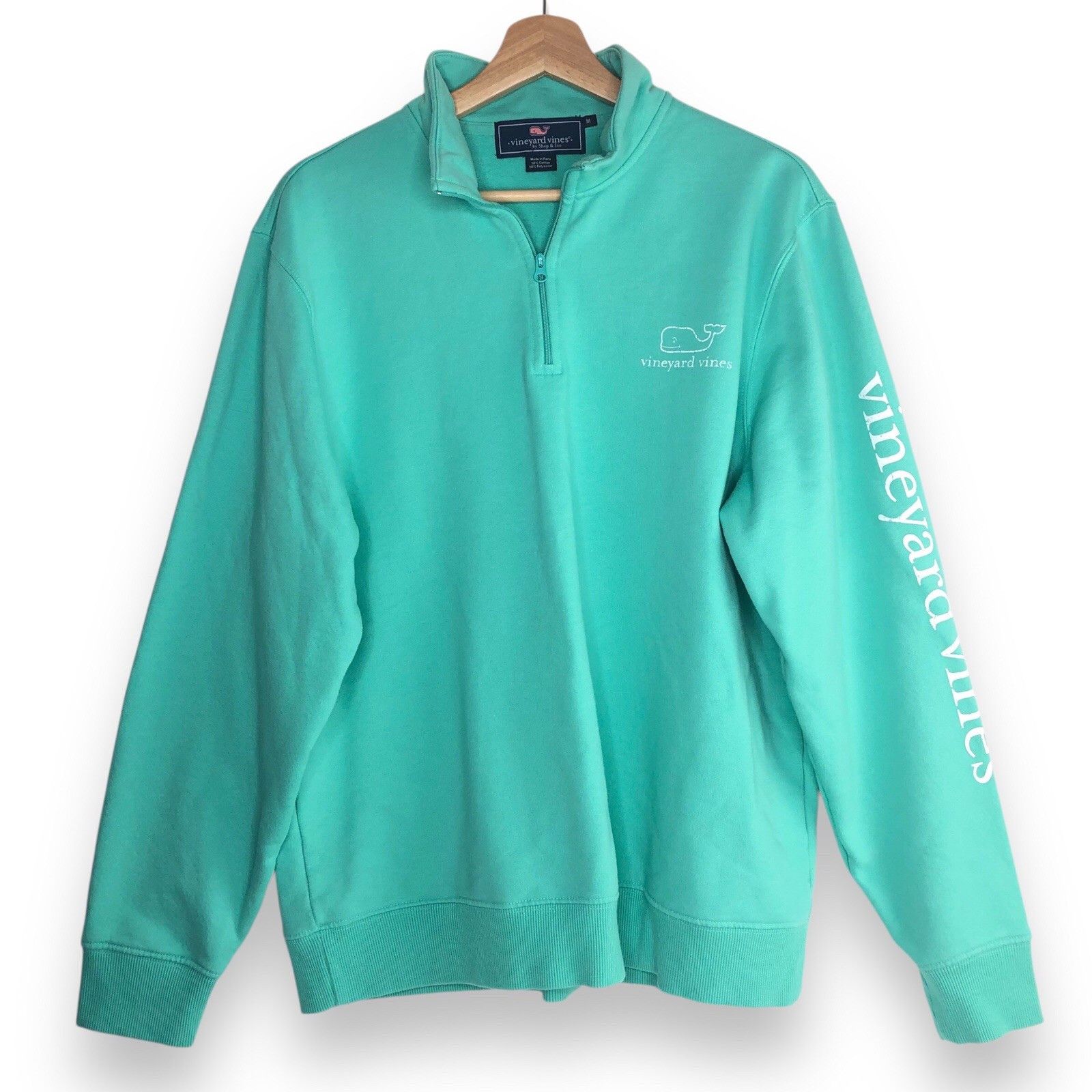 Vineyard Vines Saltwater Mens Mint Sweatshirt M Pima Whale 1/4 Zip Size US M / EU 48-50 / 2 - 1 Thumbnail