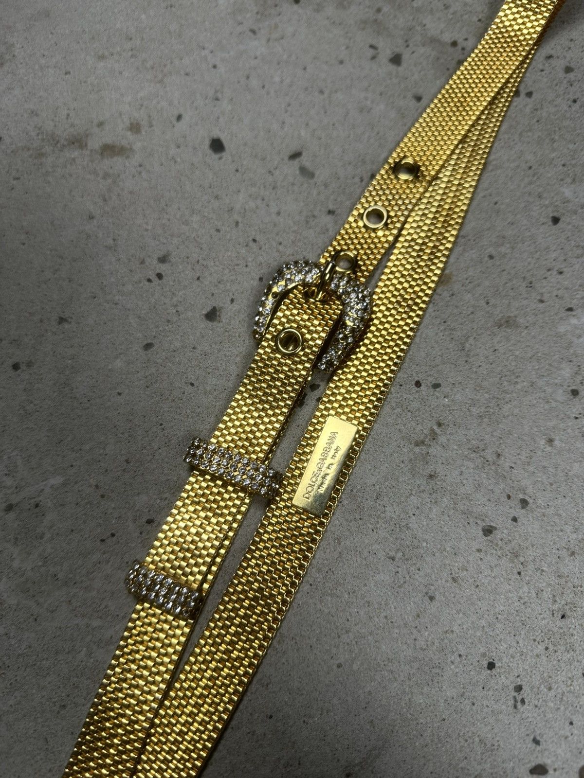 Dolce & Gabbana Dolce & Gabbana Gold Crystal Rhinestones Mesh Belt Size 36 - 10 Thumbnail