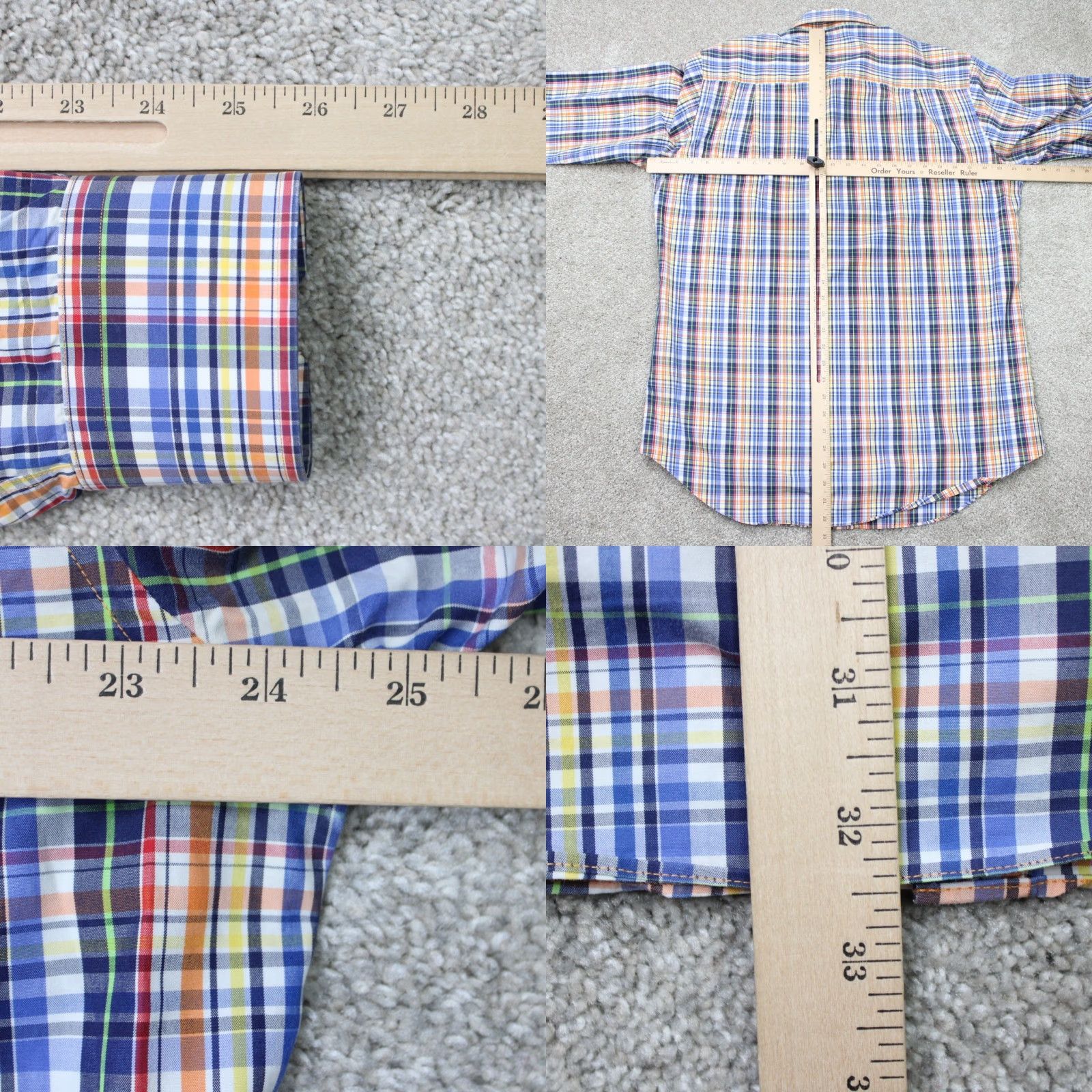 David Donahue David Donahue Shirt Mens XL Blue/Orange/Yellow 100% Cotton Long Sleeve Button Up Shirt Size US XL / EU 56 / 4 - 8 Thumbnail