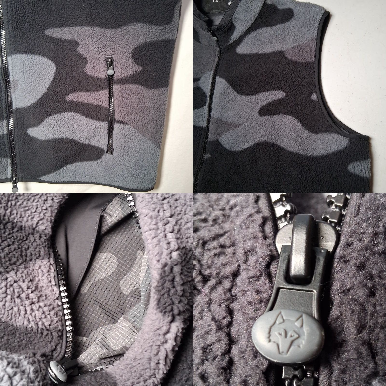 Vintage Greyson Fleece Vest Men L Gray Camouflage Deep Pile Zip Up Mock Neck Jacket Vest - Camouflage Mens Size US L / EU 52-54 / 3 - 9 Thumbnail