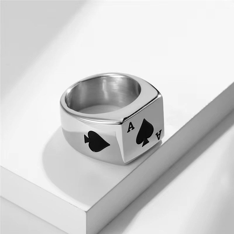 Jewelry × Vintage Black Retro Good Luck Poker Ring Size ONE SIZE - 2 Thumbnail