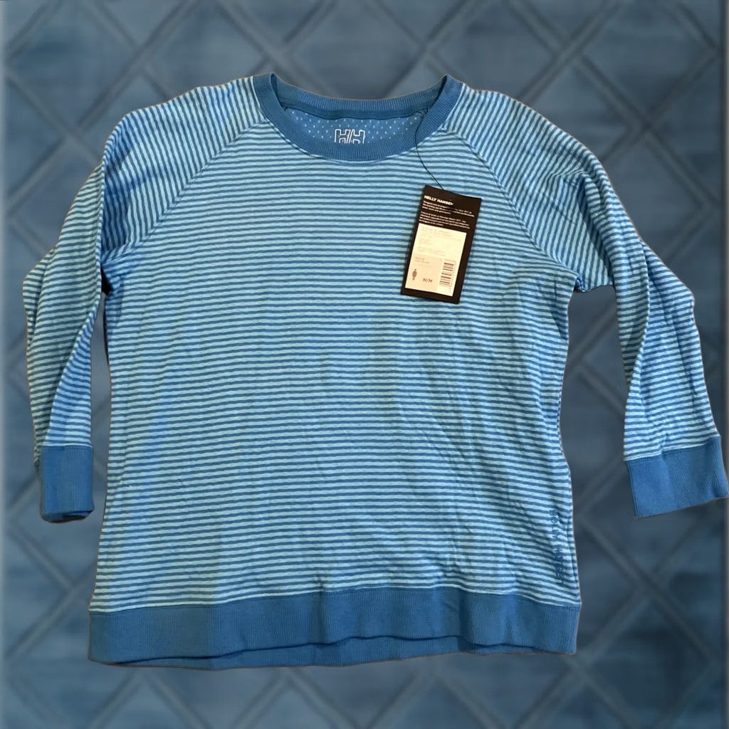 Helly Hansen Helly Hansen T-Shirt Womens Medium Long Sleeve Blue Striped Crew Neck Pullover Casual All Seasons Size M / US 6-8 / IT 42-44 - 1 Thumbnail