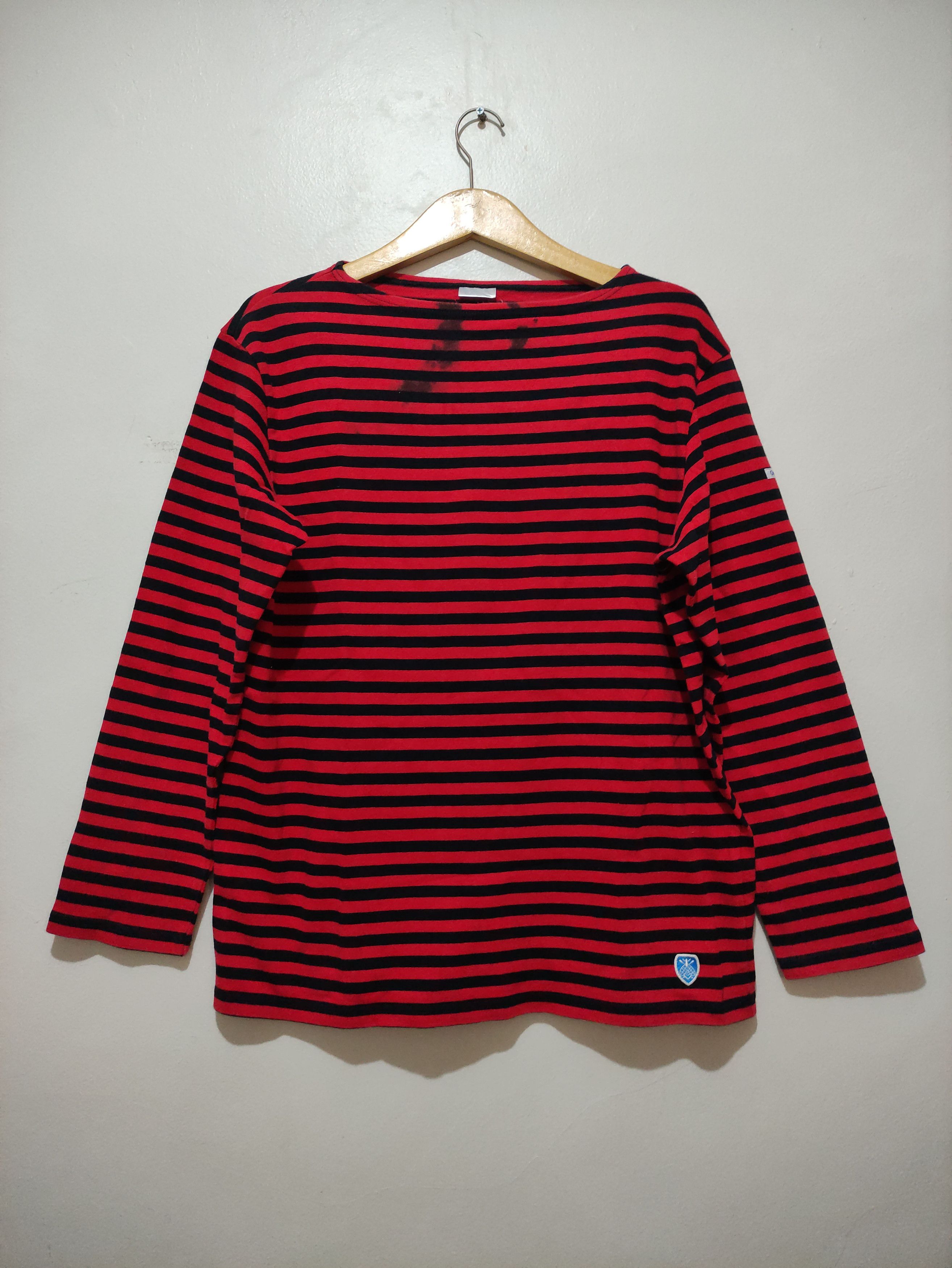 Japanese Brand Vintage Orcival France Red Black Striped Grunge style Size US M / EU 48-50 / 2 - 1 Thumbnail