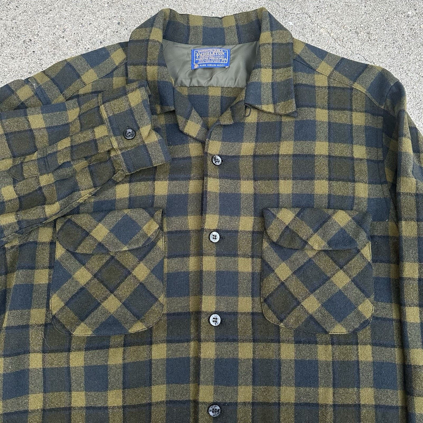 Pendleton × Vintage Vintage 60s Pendleton Green Plaid Wool Board Shirt Sz L Size US L / EU 52-54 / 3 - 1 Thumbnail