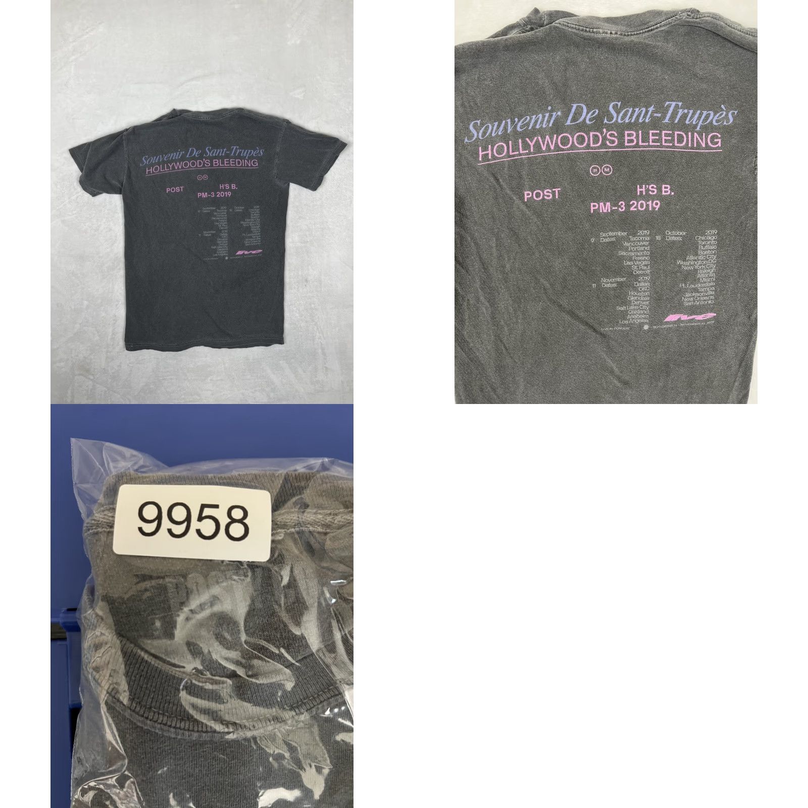 Vintage Post Malone T-Shirt Hollywood’s Bleeding Tour Saint Tropez Small Men Black Crew Neck Short Sleeve Rock Logo 2019 Regular Cotton Size US S / EU 44-46 / 1 - 8 Thumbnail