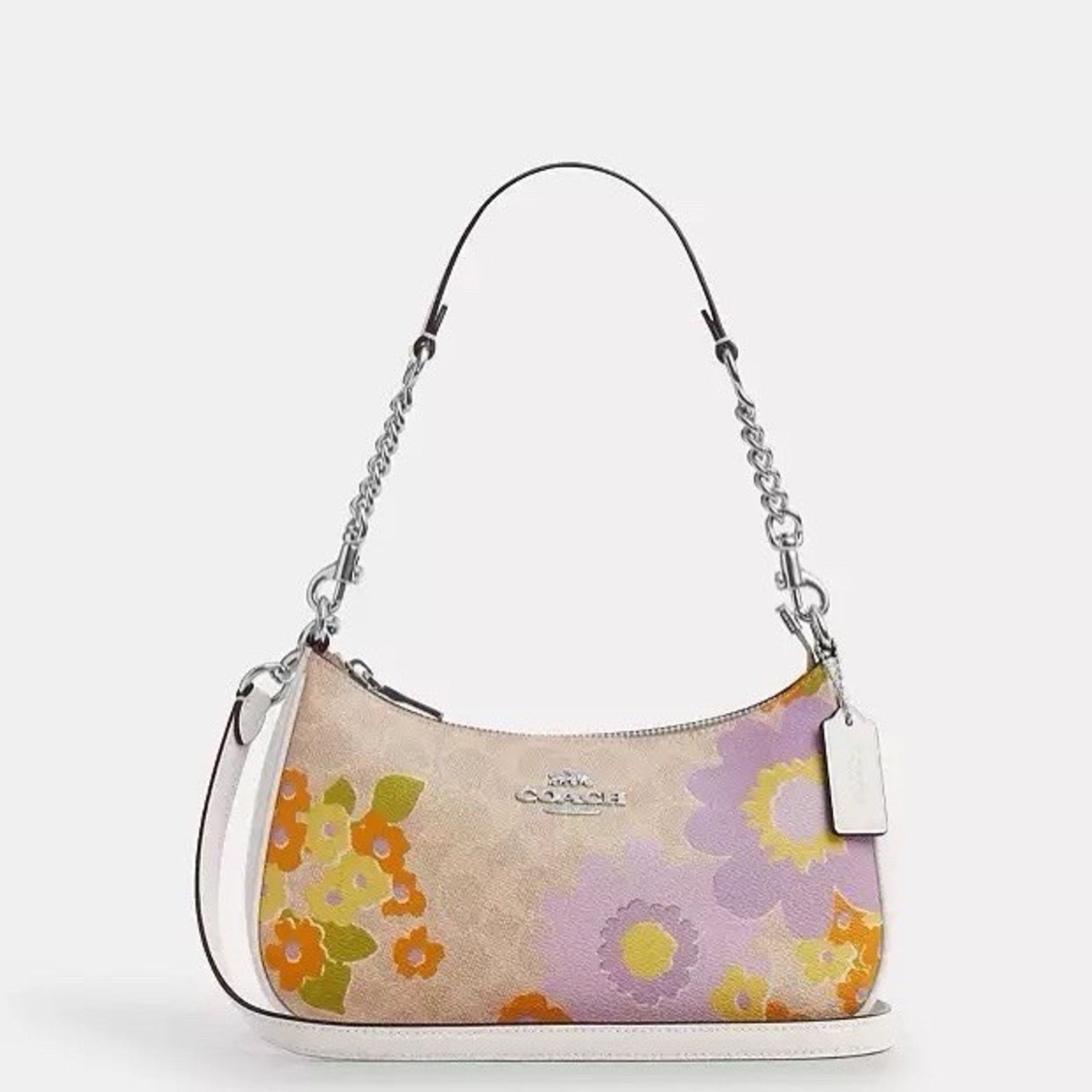 Coach NWT COACH Teri Shoulder Bag Floral CBG73 Silver/Sand Size ONE SIZE - 6 Thumbnail