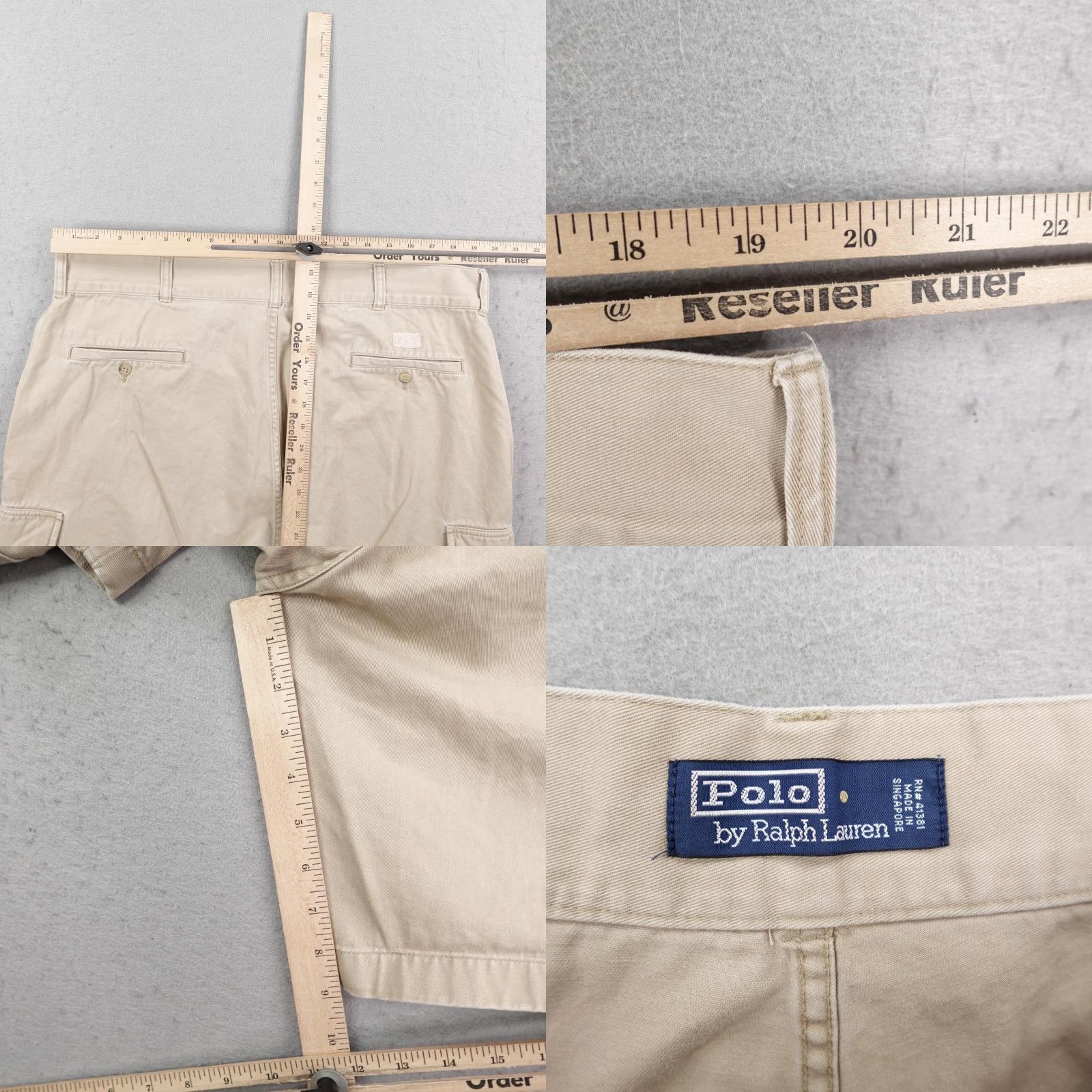 Polo Ralph Lauren VINTAGE Polo Ralph Lauren Shorts Cargo Men 40 Beige Cotton Belted Utility Cargo Shorts 9in Inseam Mens Size US L / EU 52-54 / 3 - 8 Thumbnail