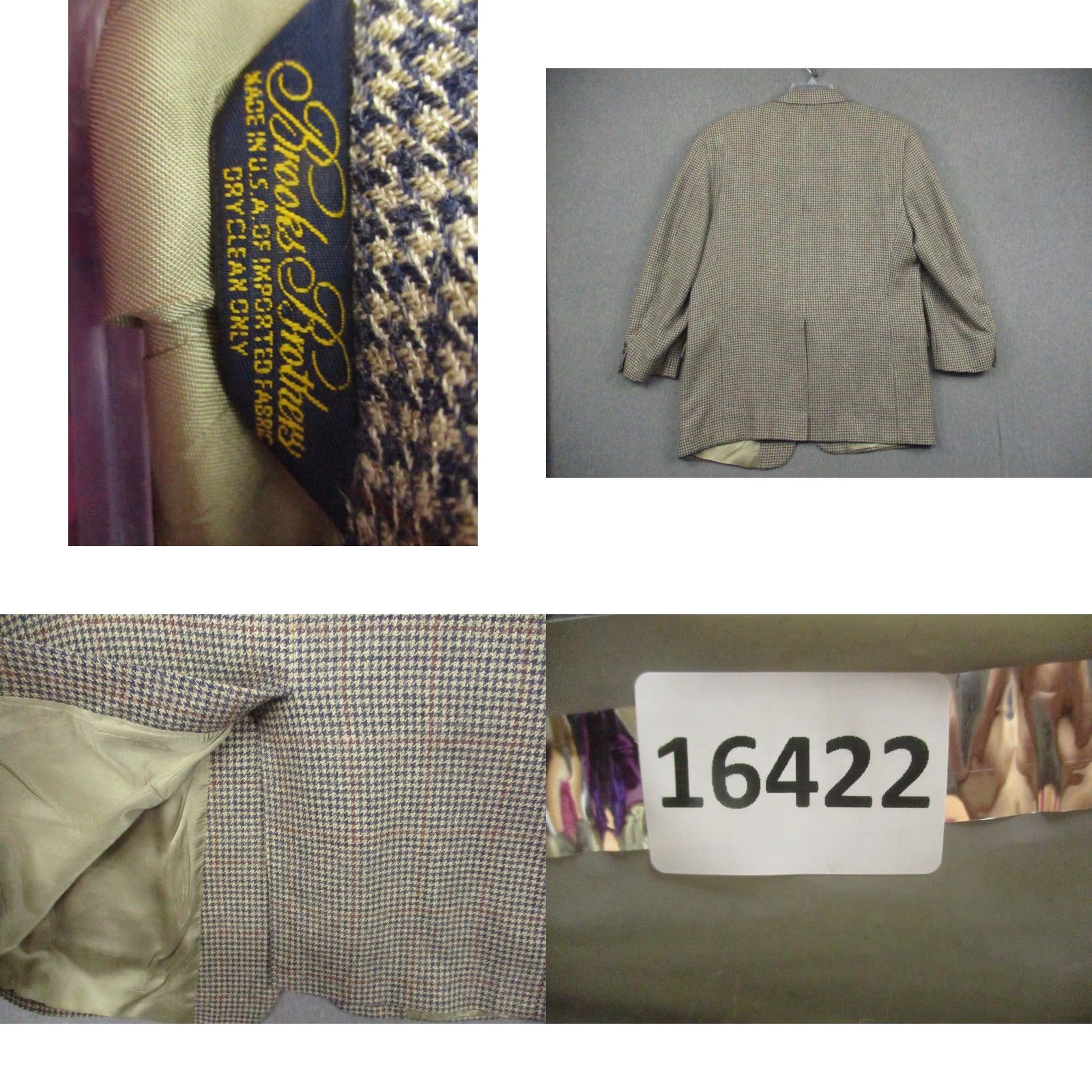 Brooks Brothers Brooks Brothers Blazer Mens 43 Regular Wool Houndstooth Sport Coat Made in USA Size 44R - 9 Thumbnail