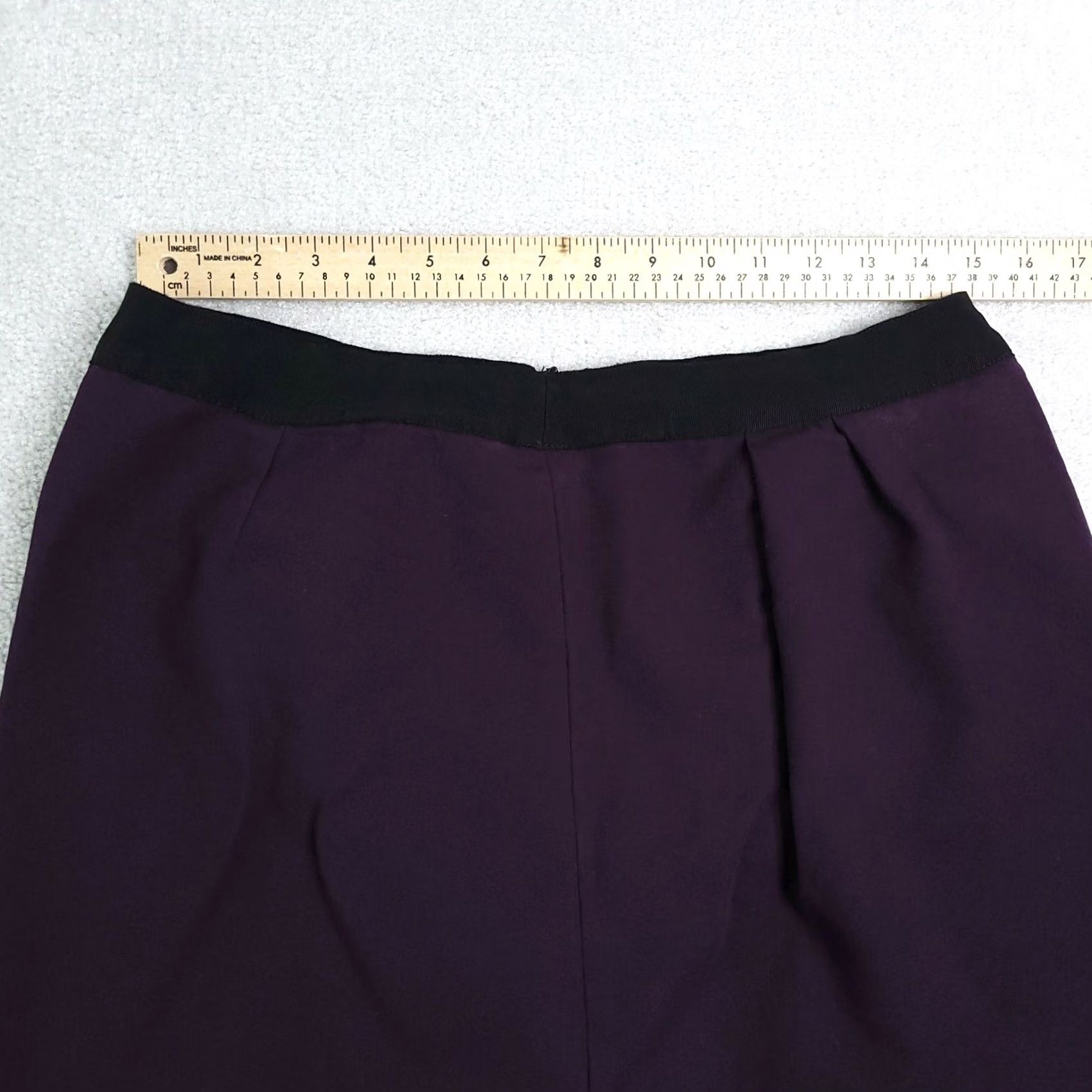 Gap VINTAGE Gap Stretch Lined Mini Skirt Women's 14 Purple Pleated Zip Pocket Skirt Size 36" / US 14 / IT 50 - 4 Thumbnail
