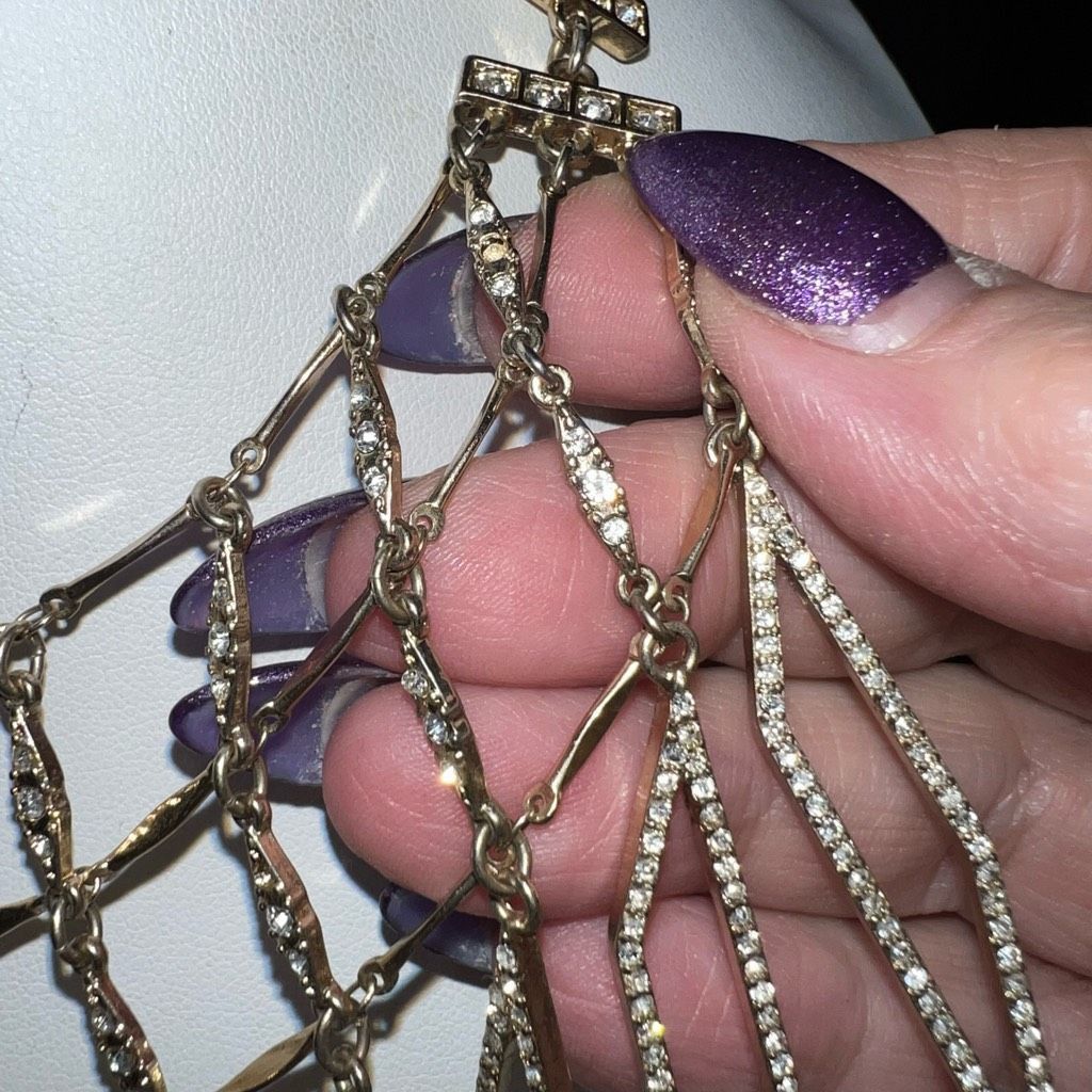 Vintage Sequin Jewelry Vintage Gold and Crystal Collar Statement Nec Size ONE SIZE - 3 Thumbnail