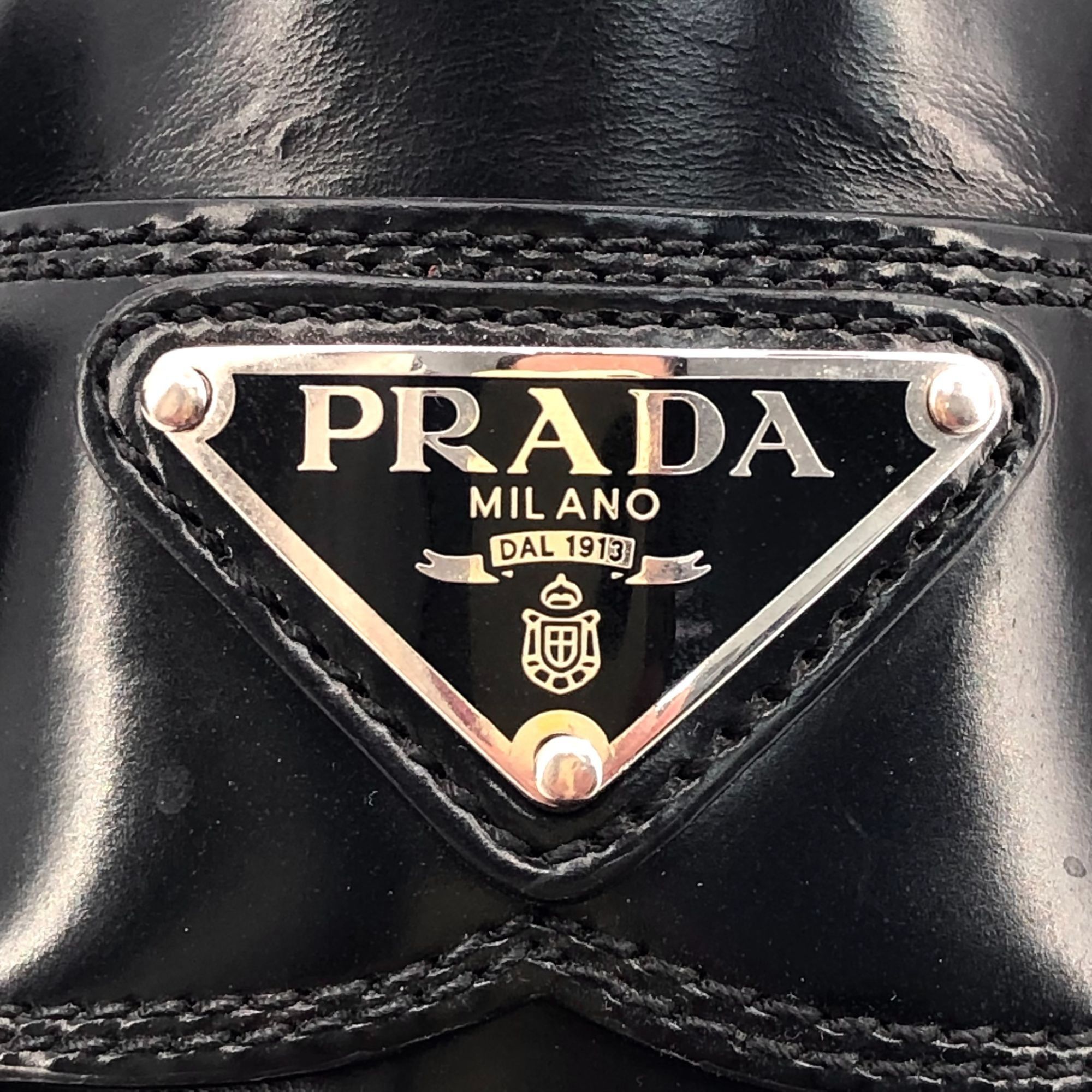 Prada Prada Womens Black Leather Loafers Size 35 Thick Sole Triang Size US 5 / IT 35 - 2 Thumbnail