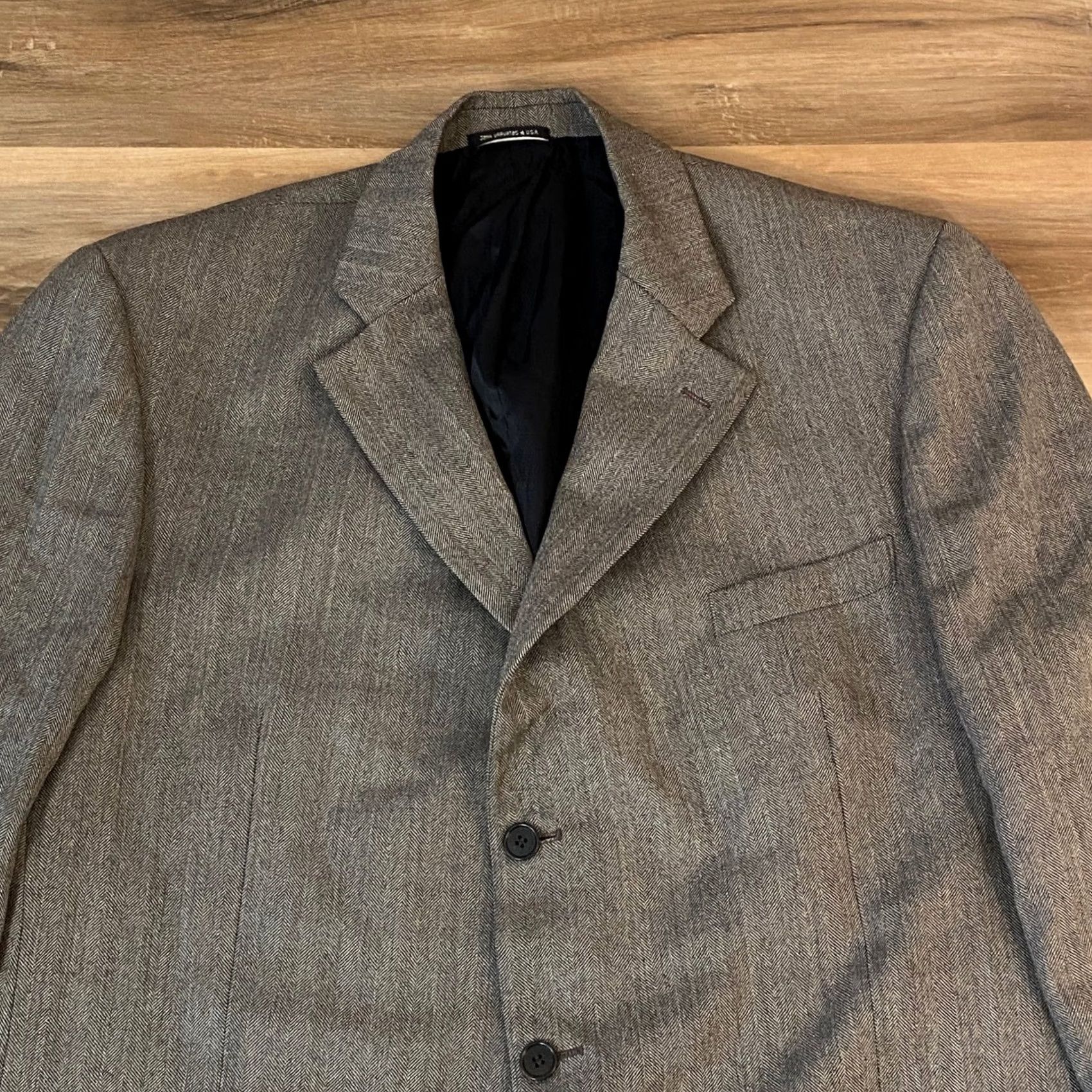 John Varvatos VINTAGE John Varvatos Sport Coat USA Mens 52XL Herringbone 3 Button Blazer Wool Alpaca Size 52R - 2 Thumbnail